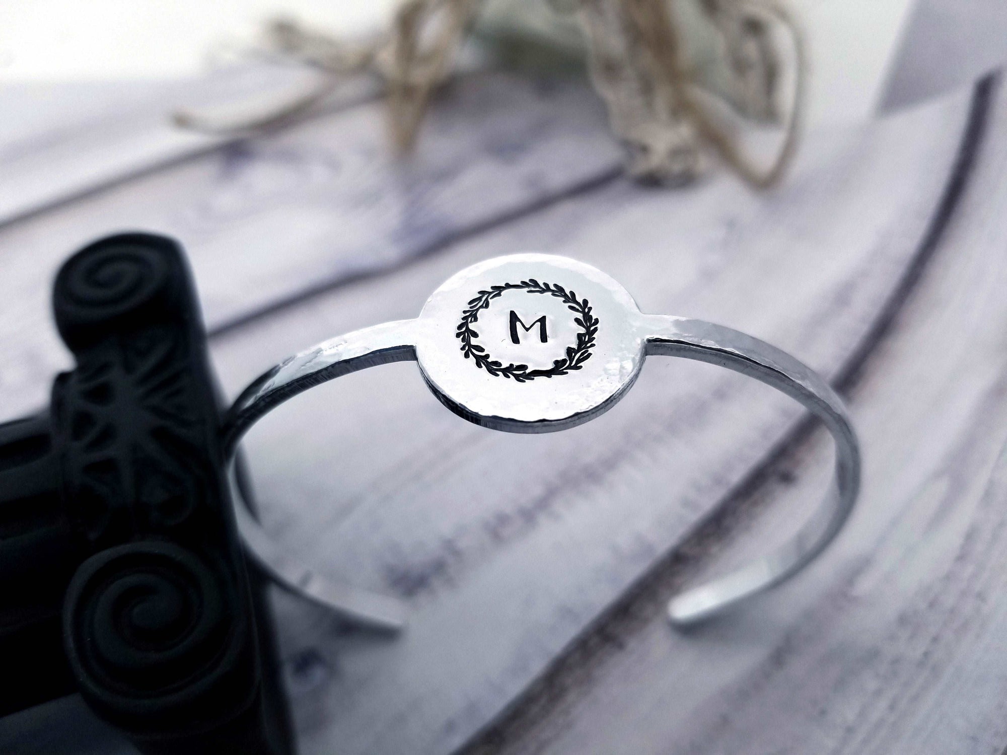 Initial Bracelet, Custom Cuff Bracelet, Silver Cuff Bracelet, Bracelet Cuff, Inspirational Bracelet Cuff, Bracelet Gift, Custom Gift