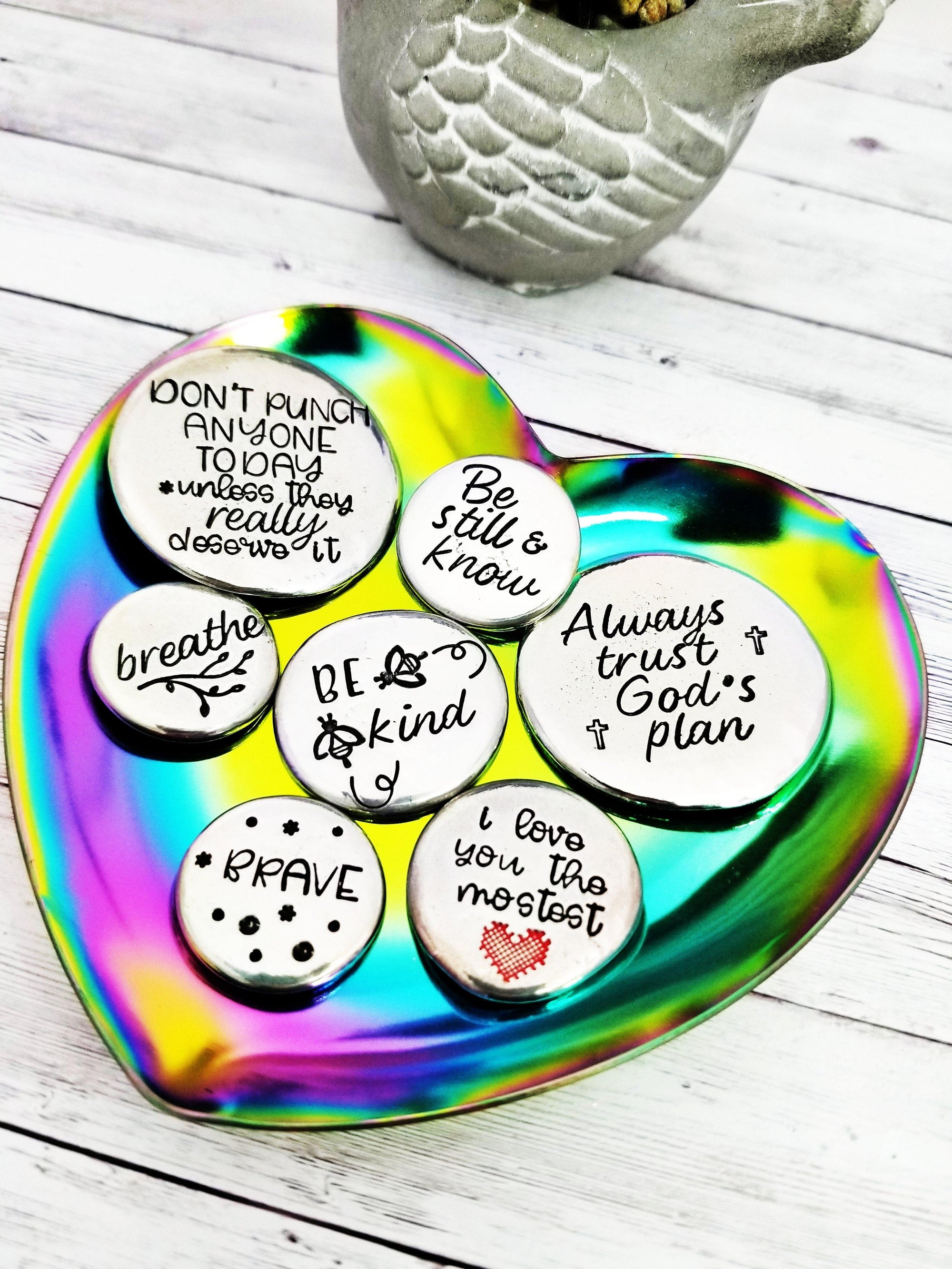 Prayer Stone, Prayer Token, Pocket Pebbles, Manifestation Reminder, Worry Stone, Pewter Pocket Pebble, Affirmations Token