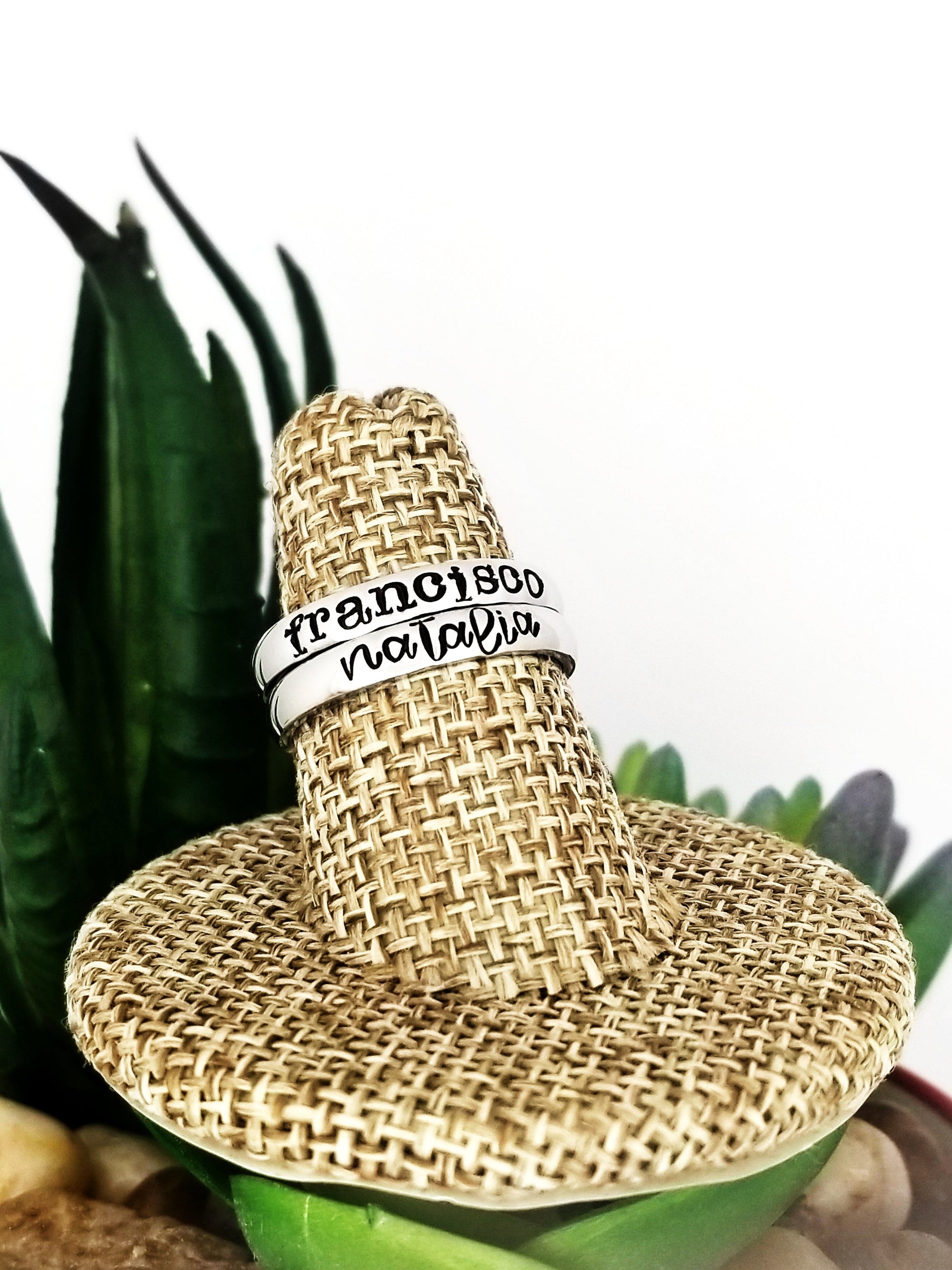 Stacking Name Rings, Custom Hand Stamped Rings, Personalized Gift, Eternity rings, Stainless Steel Copy