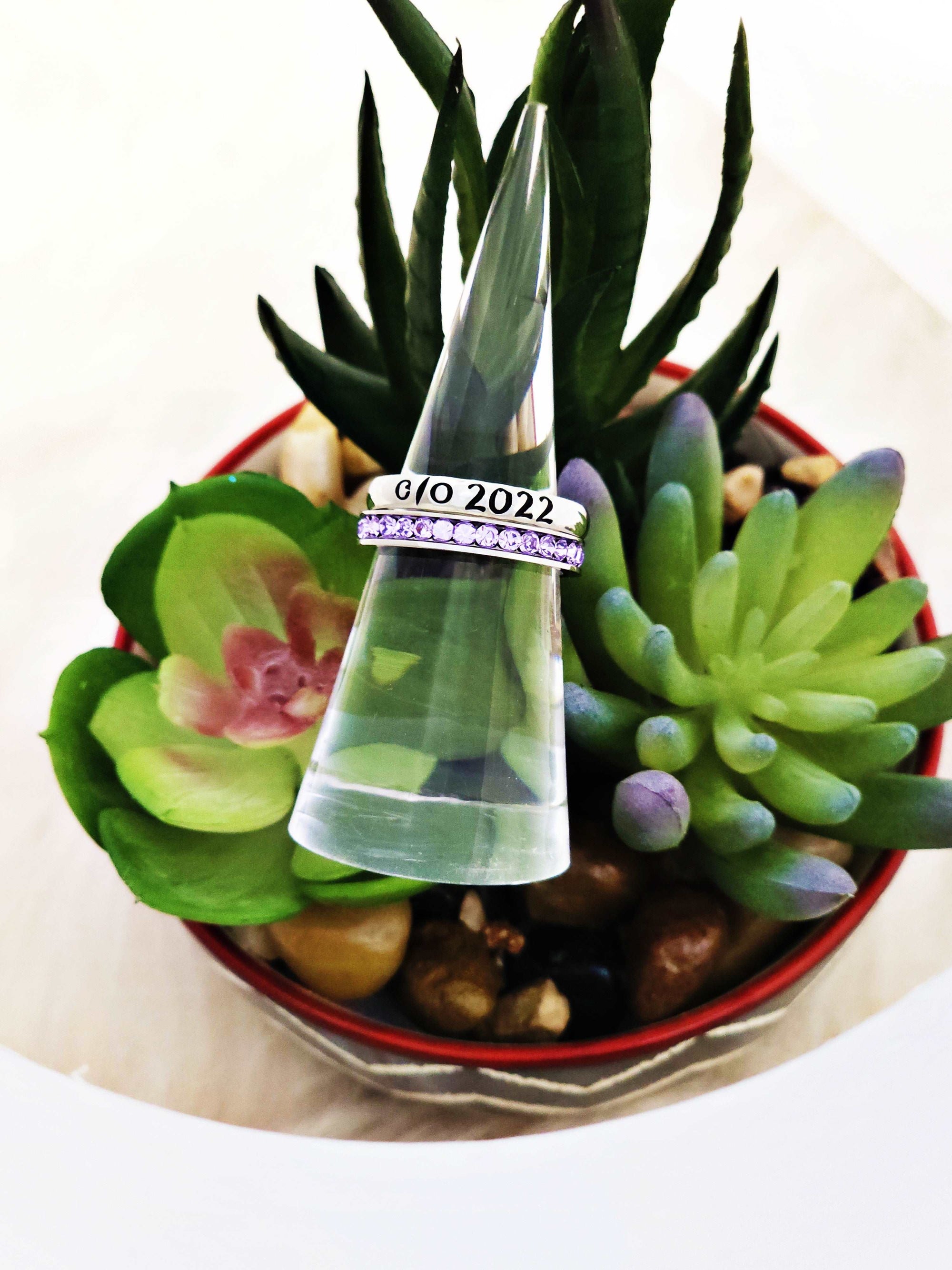 Class Ring, Highschool Grad Ring, School Ring,  Senior Ring, Personalized Stacking Birthstone Ring, Personalize Jewelry, Graduation Jewelry