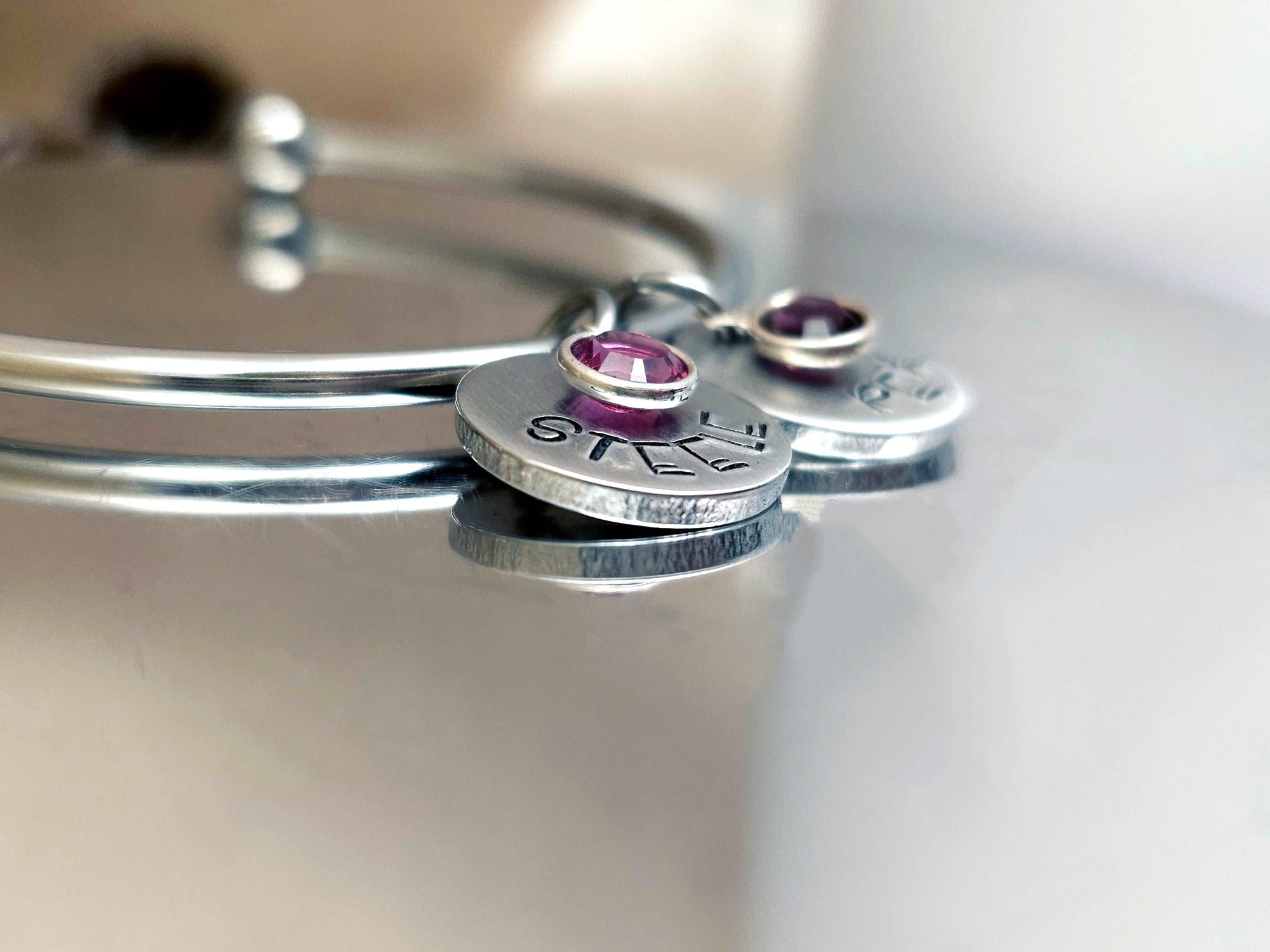Custom Mother's Charm Bracelet, Grandmother's Bracelet, Birthstone Bracelet, Bangle Bracelet