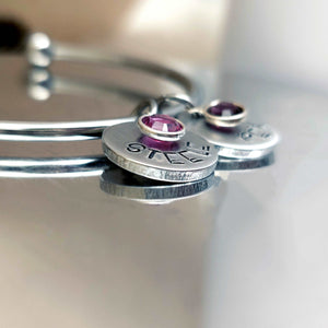 Custom Mother's Charm Bracelet, Grandmother's Bracelet, Birthstone Bracelet, Bangle Bracelet
