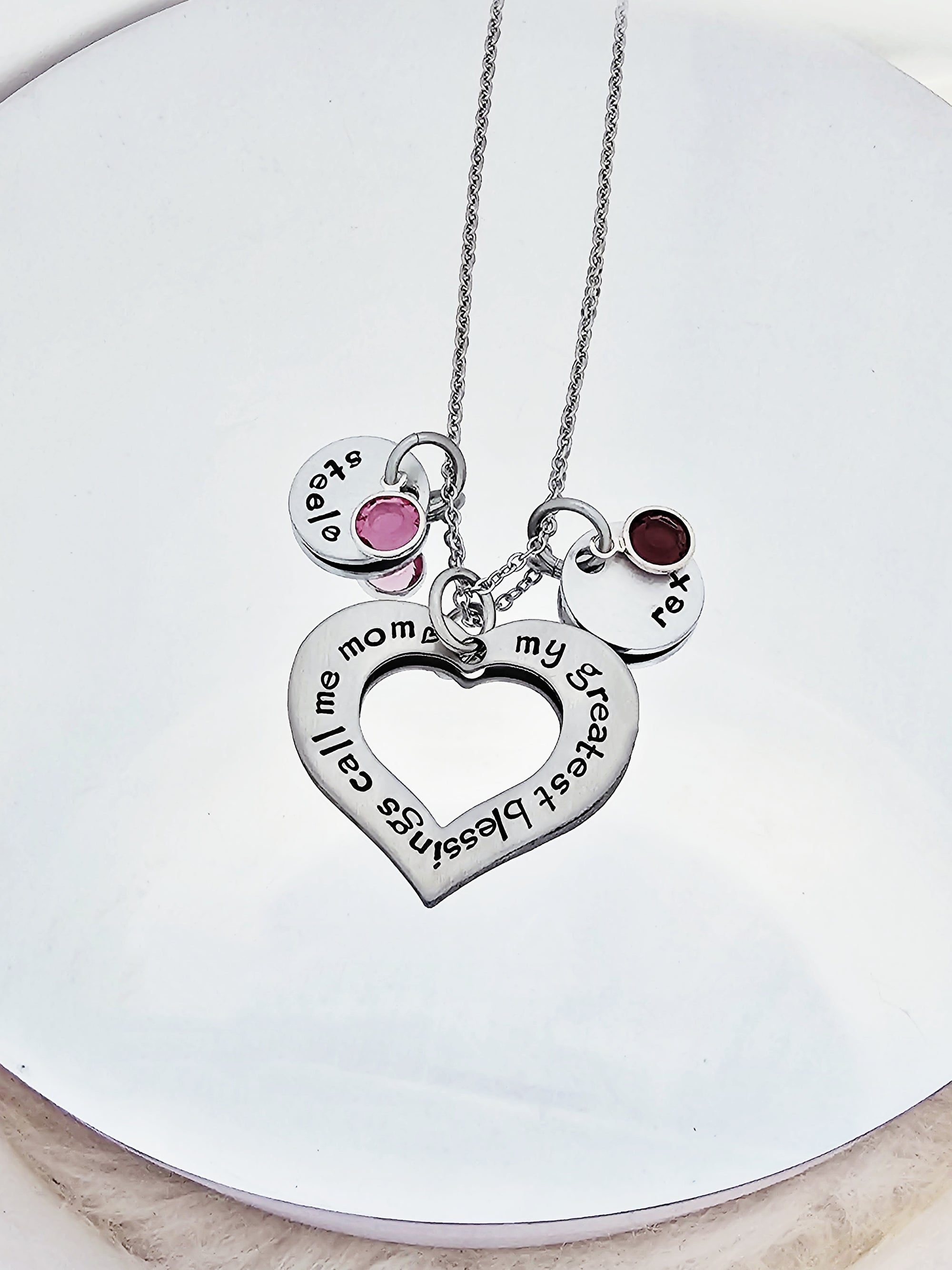 Mother's Necklace, Greatest Blessings, Birthstone Jewelry, Childrens Names Necklace, Mother's Gif