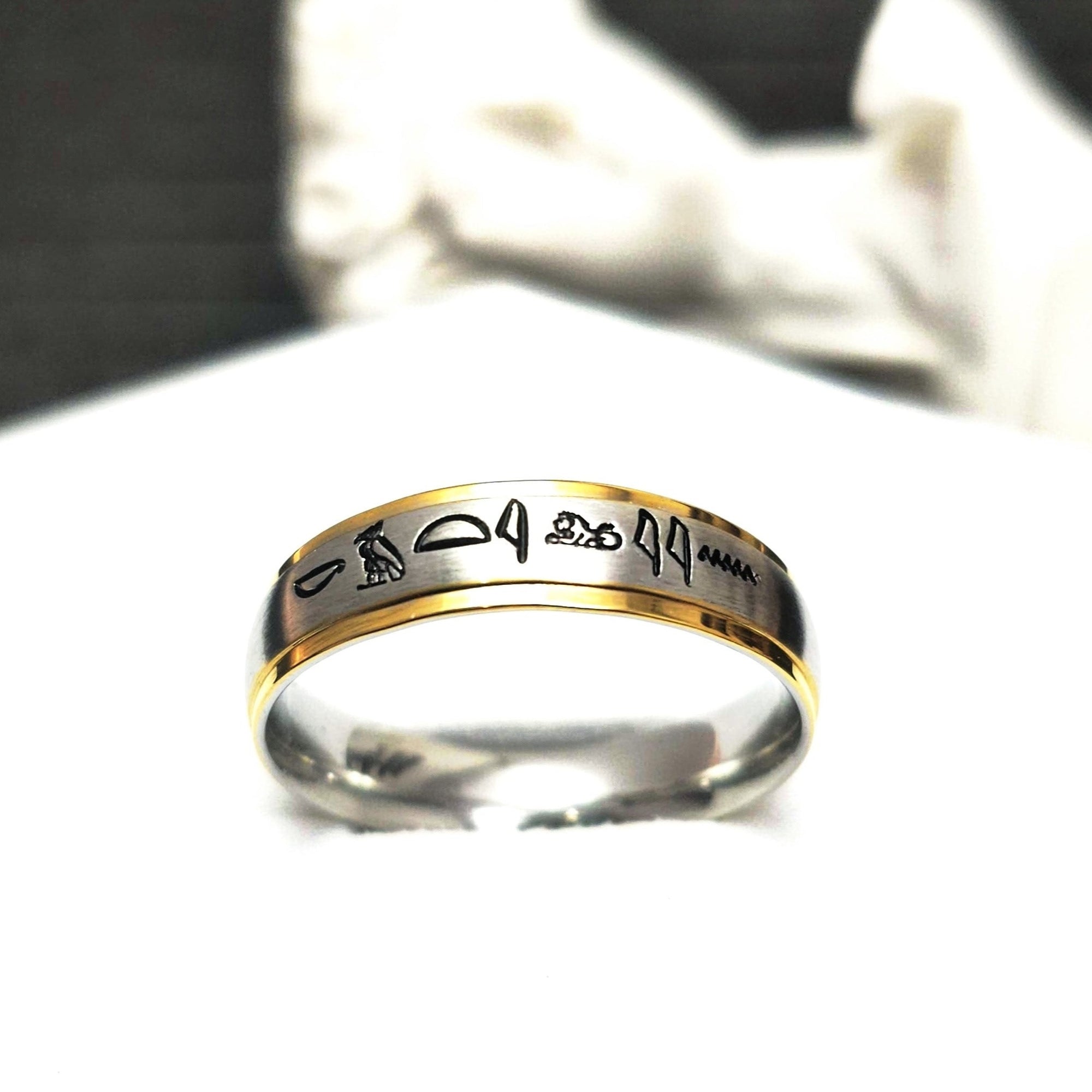 Heiroglyph Ring, Egyptian Name Ring, Egyptian Hieroglyphics Jewelry, Custom Hand Stamped Rings, Stainless Ring, Gifts for her, Gift for him