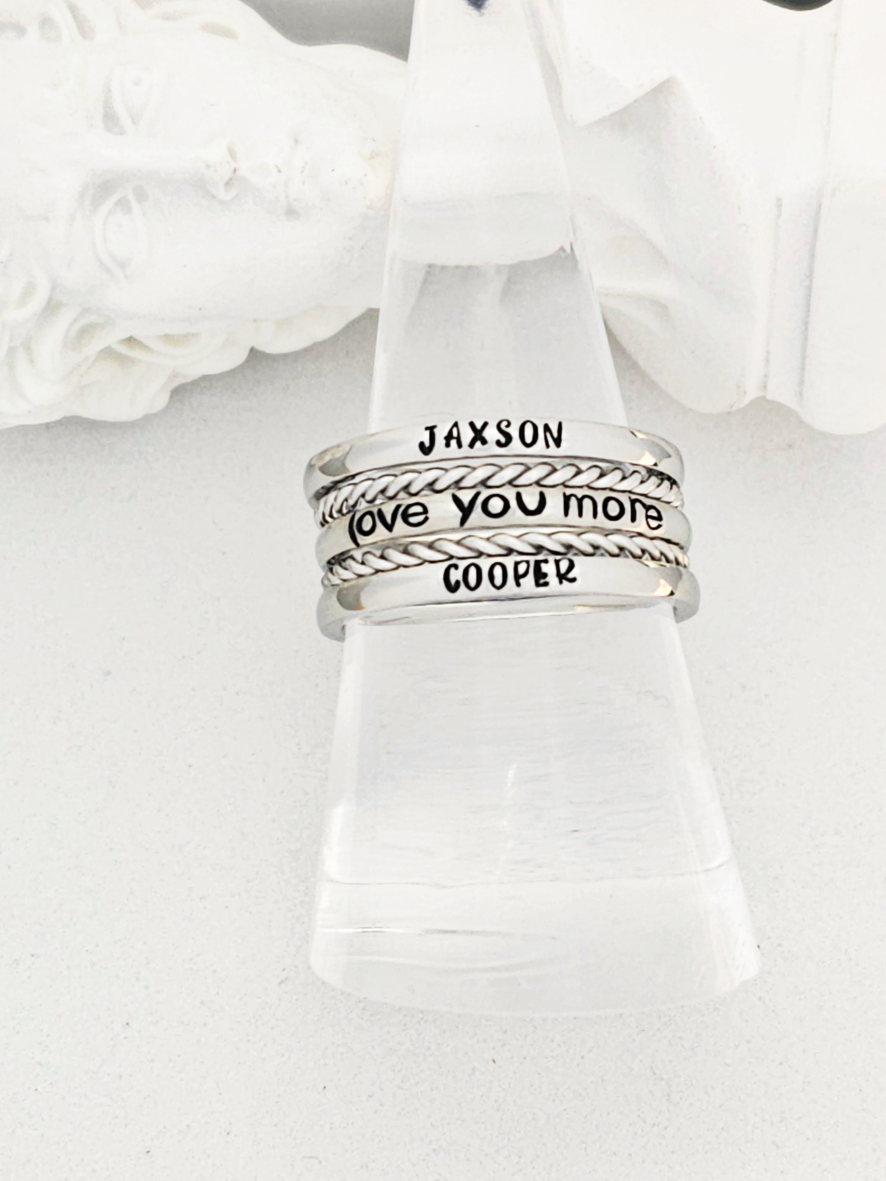 Tiny Stacking Rings, Custom Hand Stamped Rings, Personalized Gift, Eternity rings, Stainless Steel Copy