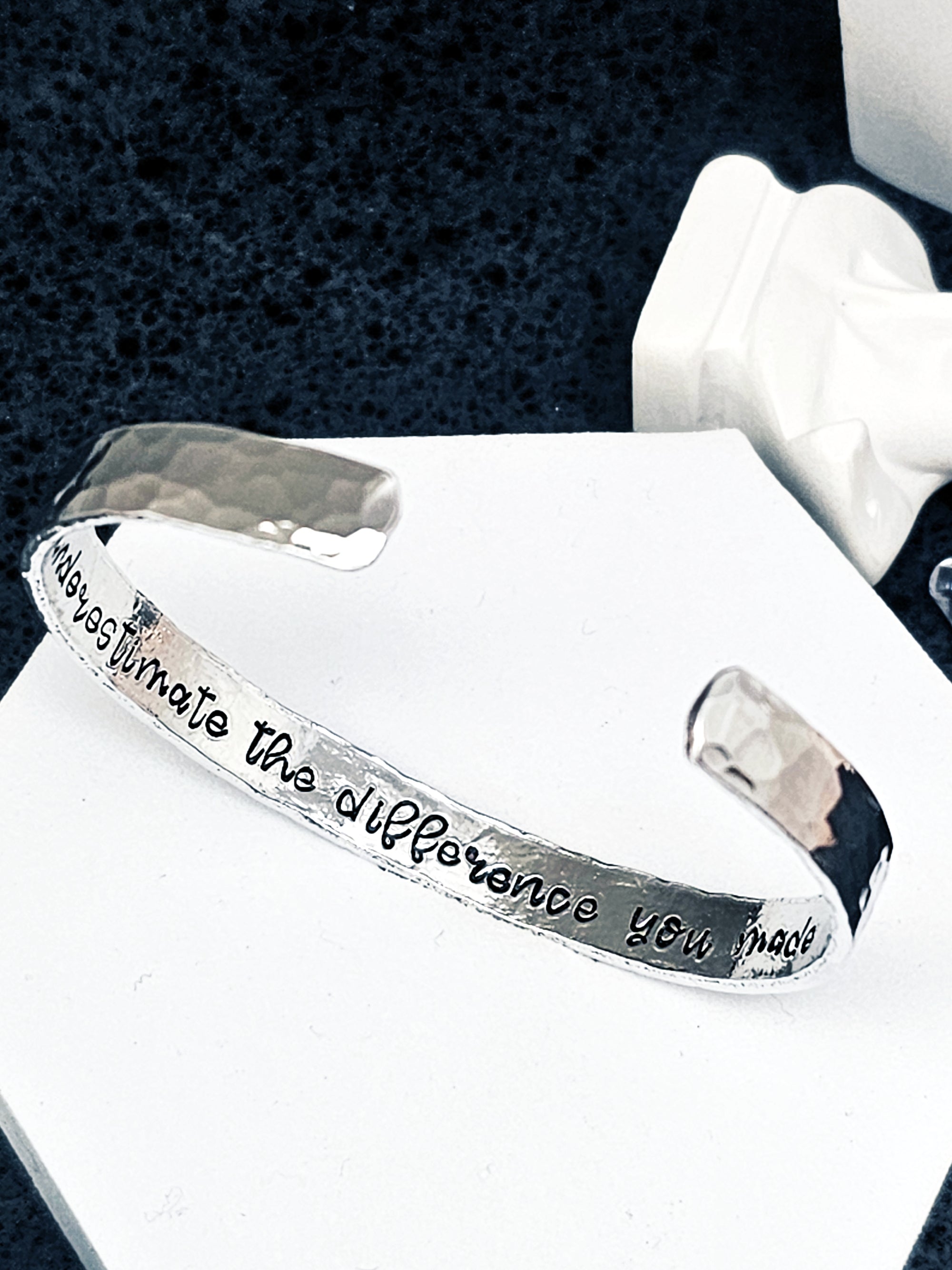 Teacher Appreciation Hammered Silver Bracelet, Teacher Bracelet, End Of School Gift, Custom Cuff Bracelet, Silver Cuff Bracelet