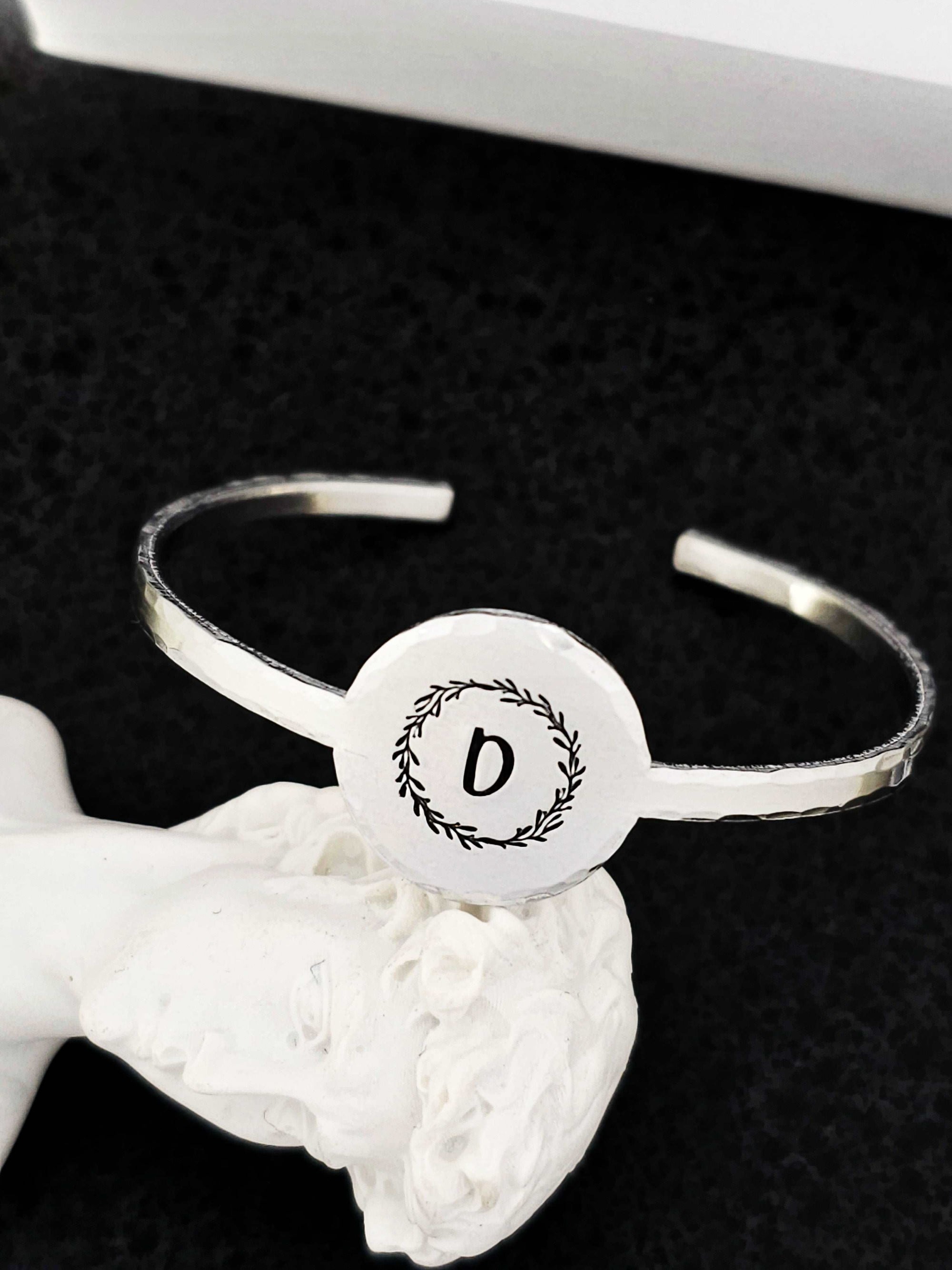 Initial Bracelet, Custom Cuff Bracelet, Silver Cuff Bracelet, Bracelet Cuff, Inspirational Bracelet Cuff, Bracelet Gift, Custom Gift