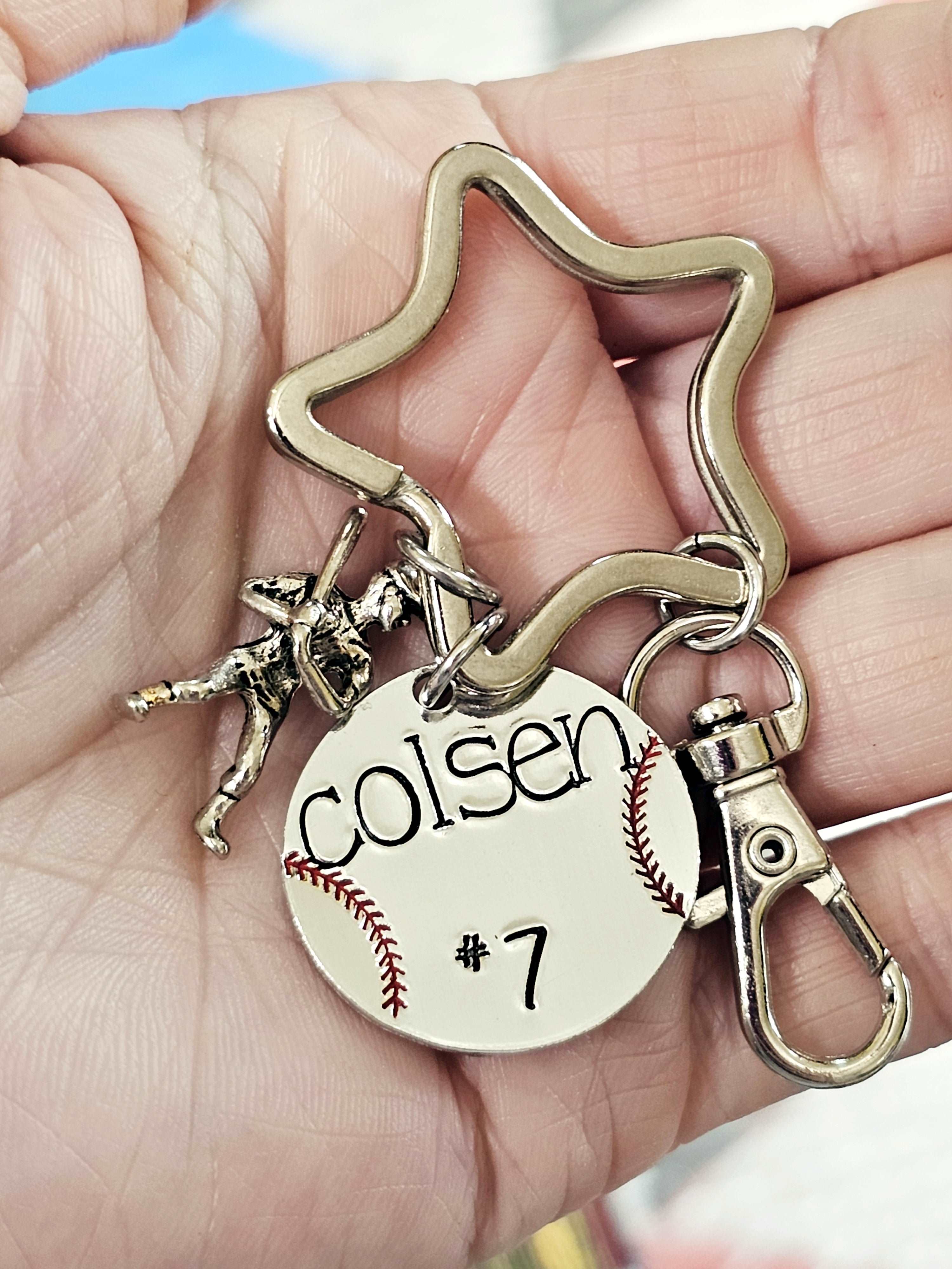 Baseball Number Keychain, Baseball Keychain, Baseball Player Keychain, Baseball player, Baseball Backpack Tag, Sports Tag, Jersey Number