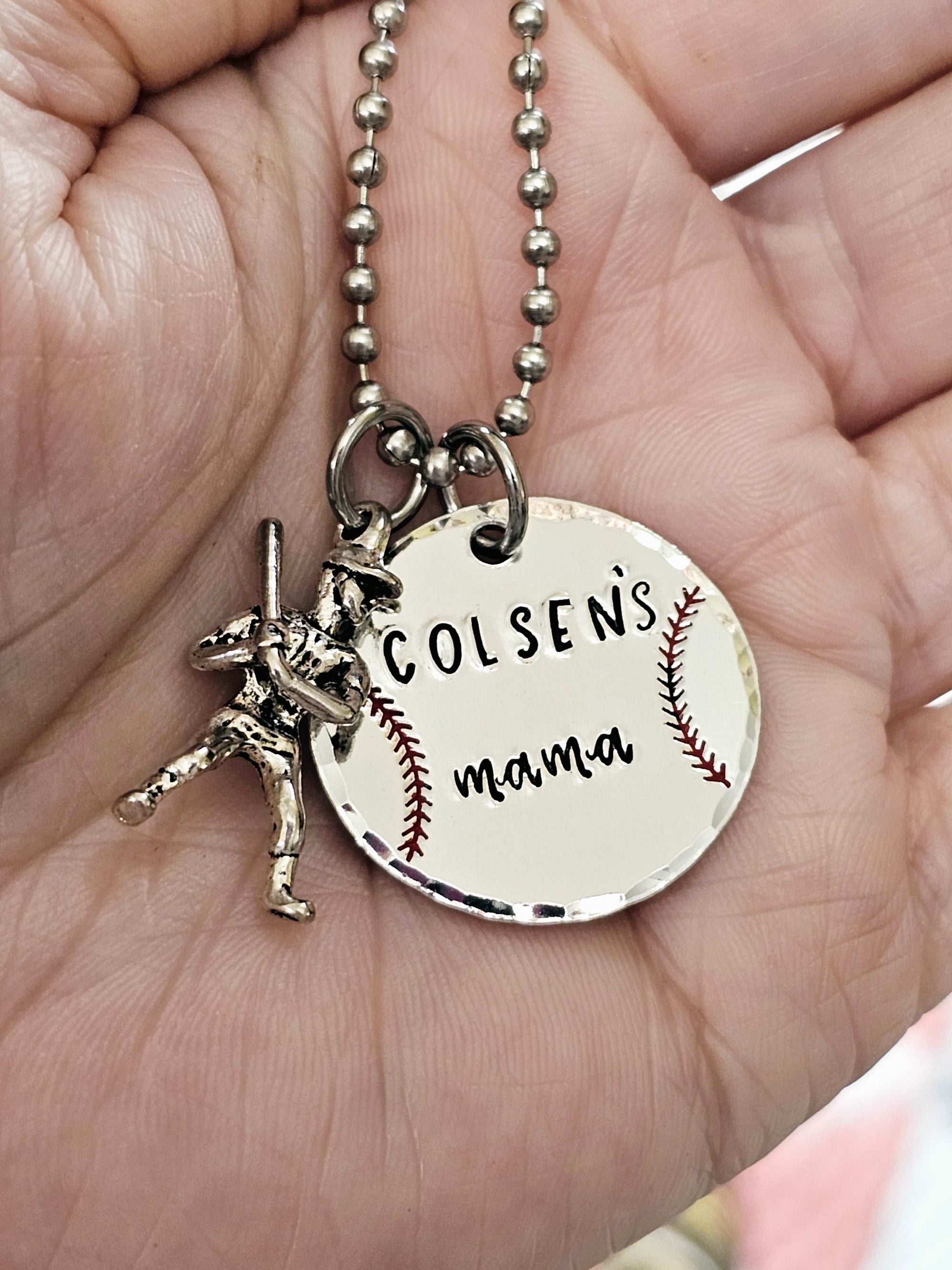 Custom Baseball Necklace, Boy Mom, Baseball Necklace, Baseball Mom Jewelry, Baseball player, Team Mom Necklace, Sports Mom, T-ball Mom