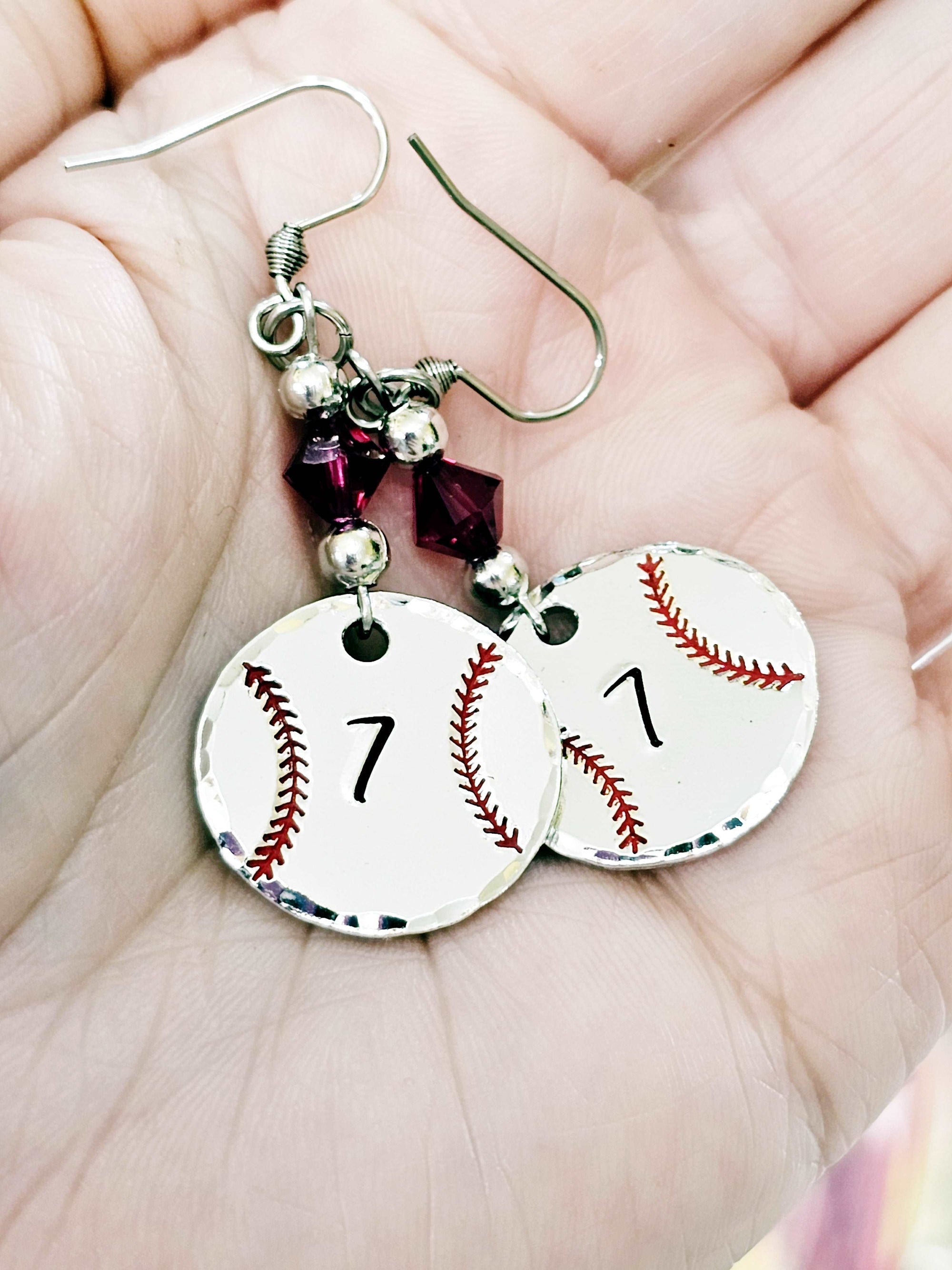 Custom Baseball Number Earrings, Baseball Earrings, Baseball Mom Jewelry, Baseball player, Team Mom Earrings, Sports Mom, T-ball Mom