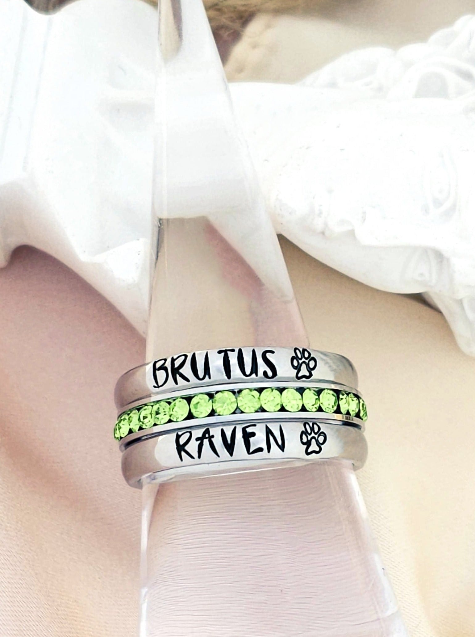Pet Name Jewelry, Dog Name Ring, Dog Mom Gift, Stacking Birthstone Ring, Personalize Jewelry, Custom Pet Jewelry, Stackable Name Rings