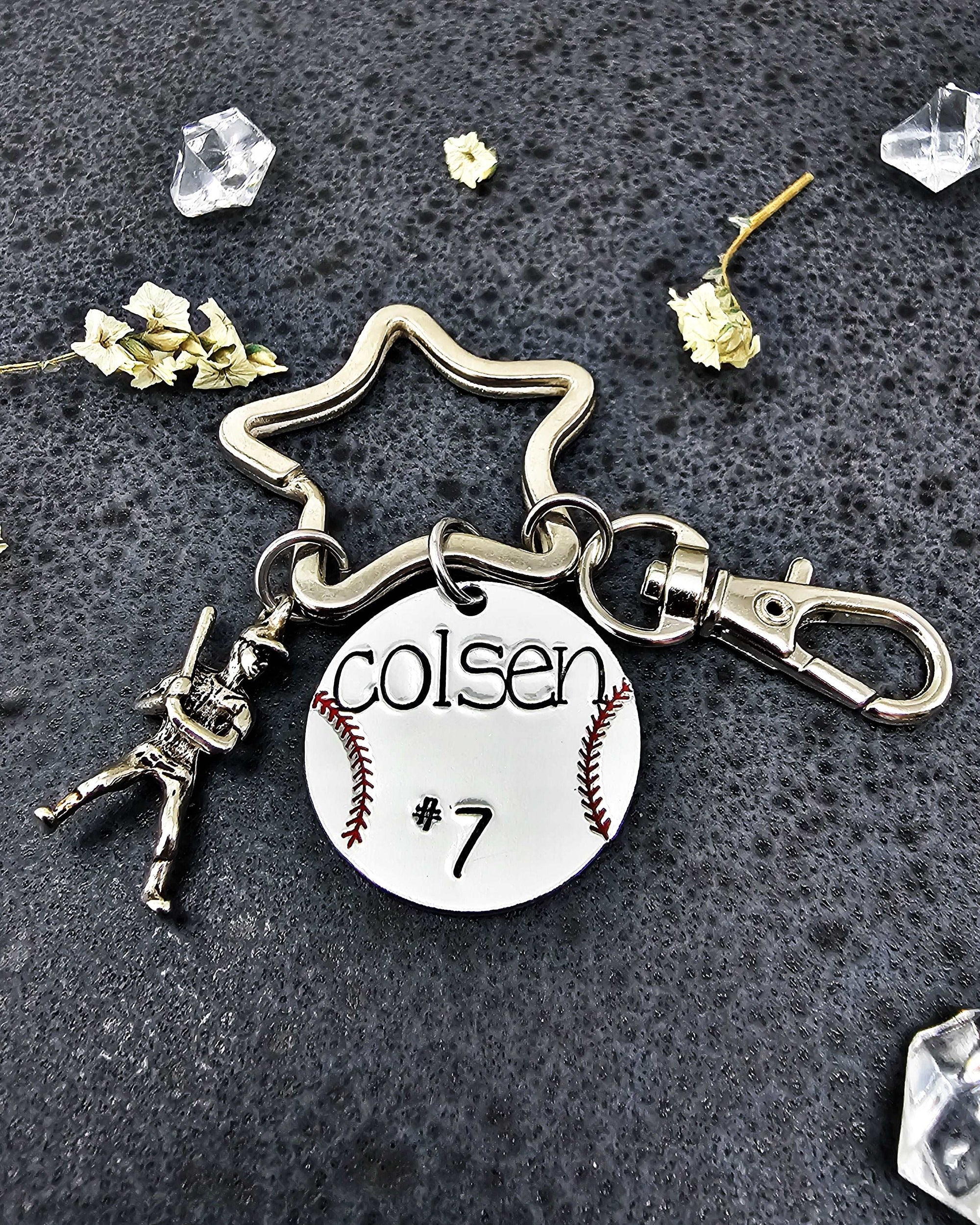 Baseball Number Keychain, Baseball Keychain, Baseball Player Keychain, Baseball player, Baseball Backpack Tag, Sports Tag, Jersey Number