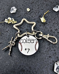 Baseball Number Keychain, Baseball Keychain, Baseball Player Keychain, Baseball player, Baseball Backpack Tag, Sports Tag, Jersey Number