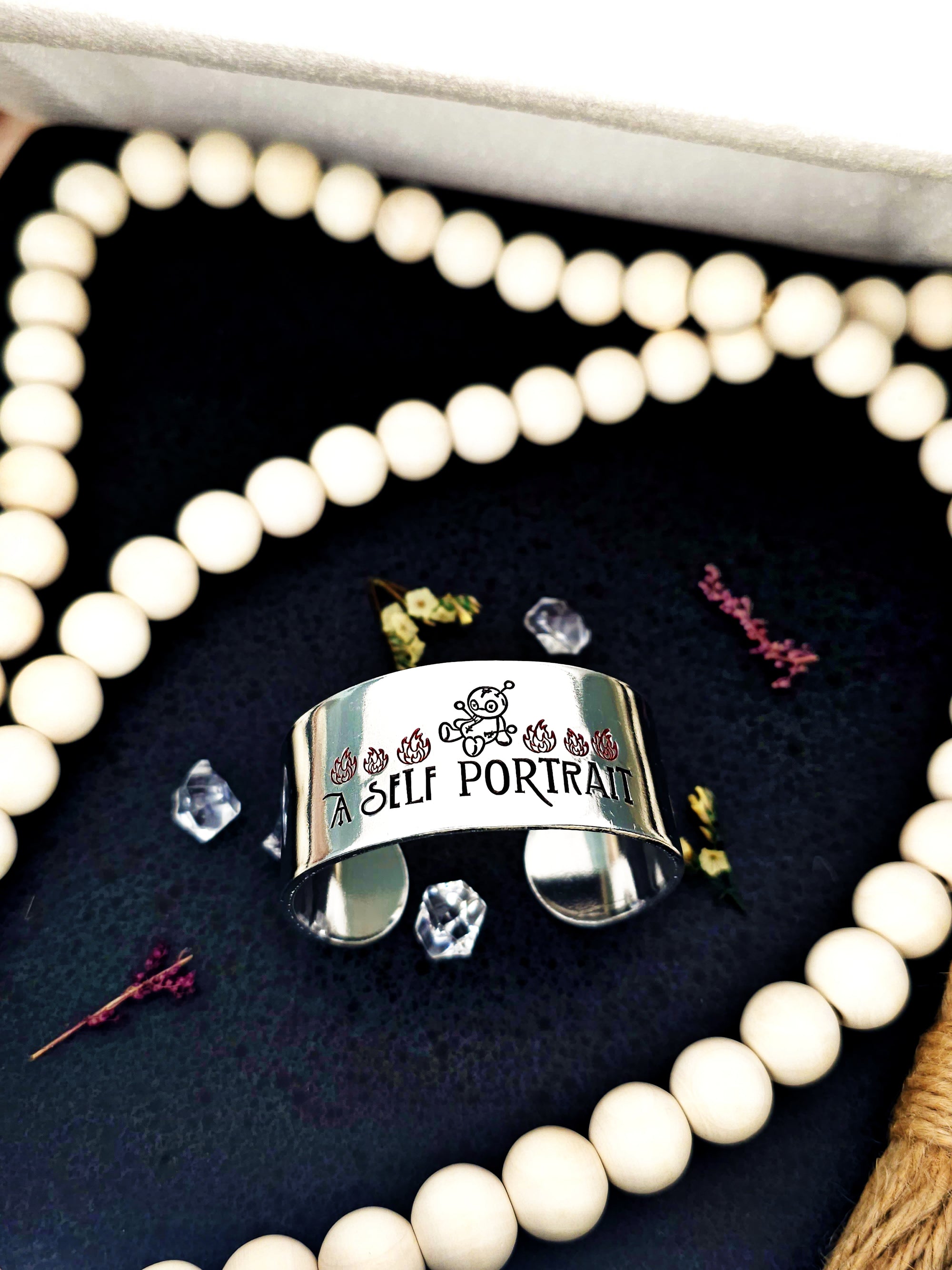 Self Portrait Bracelet Cuff, VooDoo Doll, Bad Luck Bracelet, Bad Omen Jewelry, Hardship Self Deprecating Humor