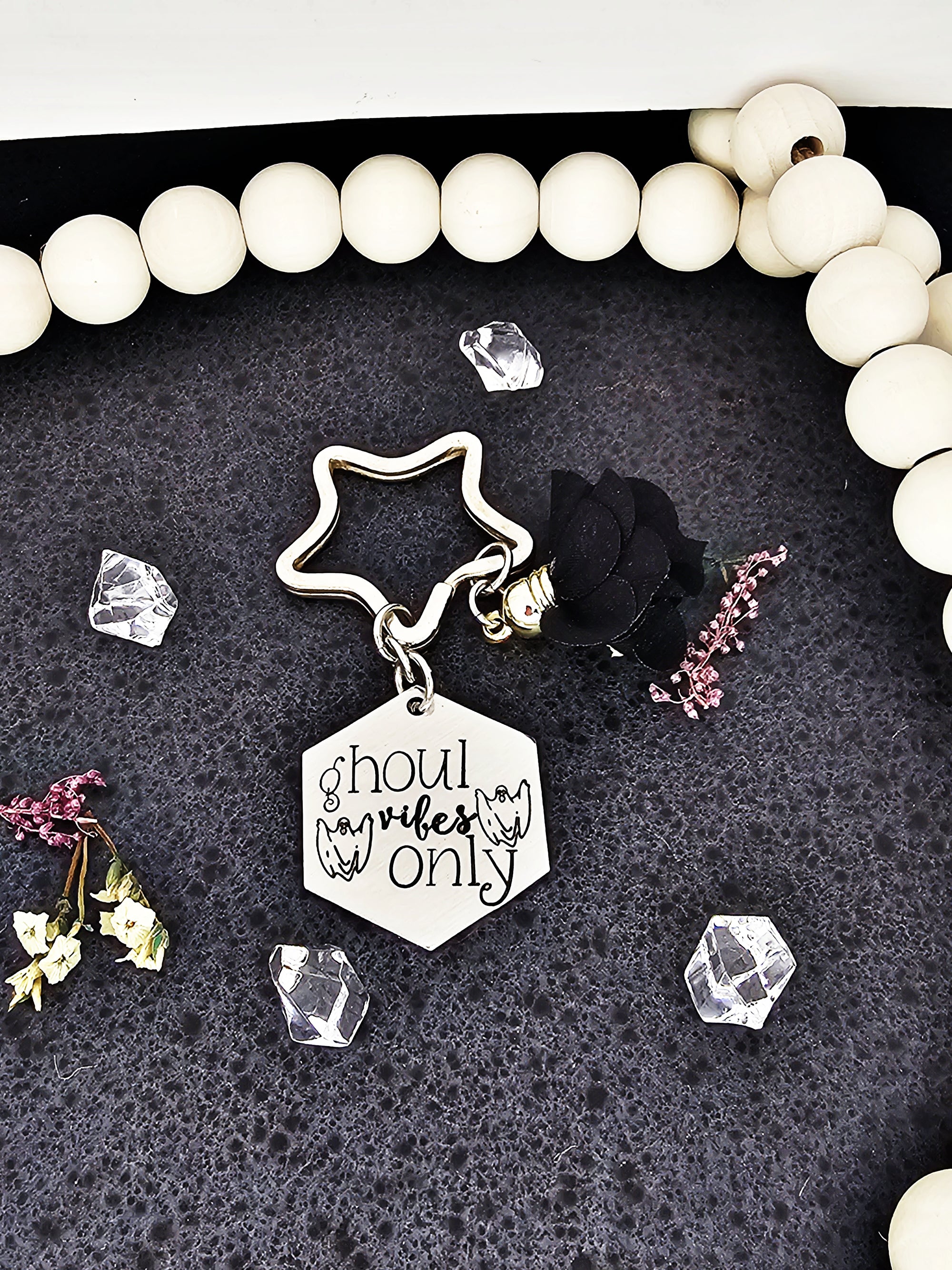 Ghoul Vibes Only, Ghost Keychain, Horror Movie Lover Gift, Halloween Keychain