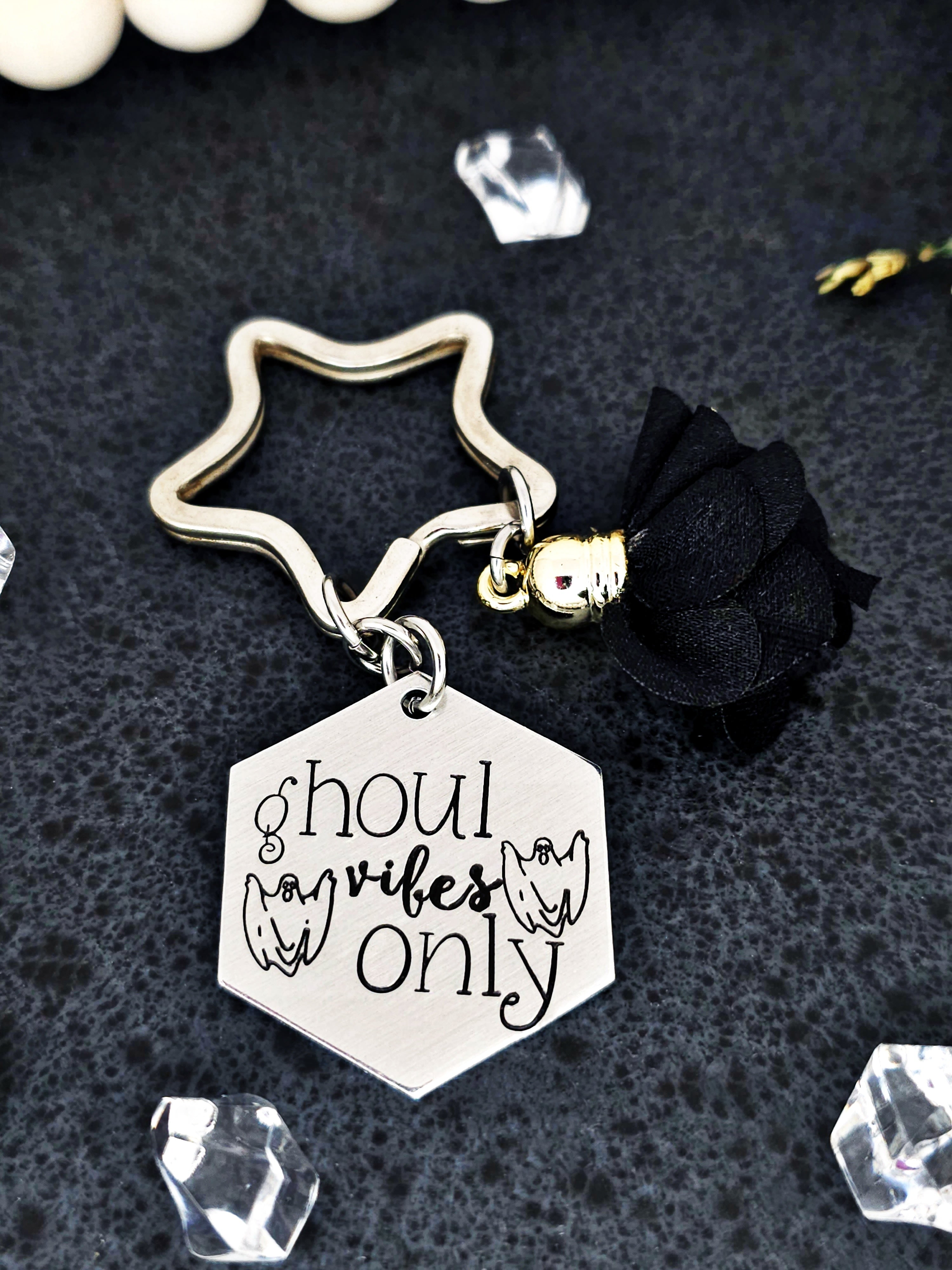 Ghoul Vibes Only, Ghost Keychain, Horror Movie Lover Gift, Halloween Keychain