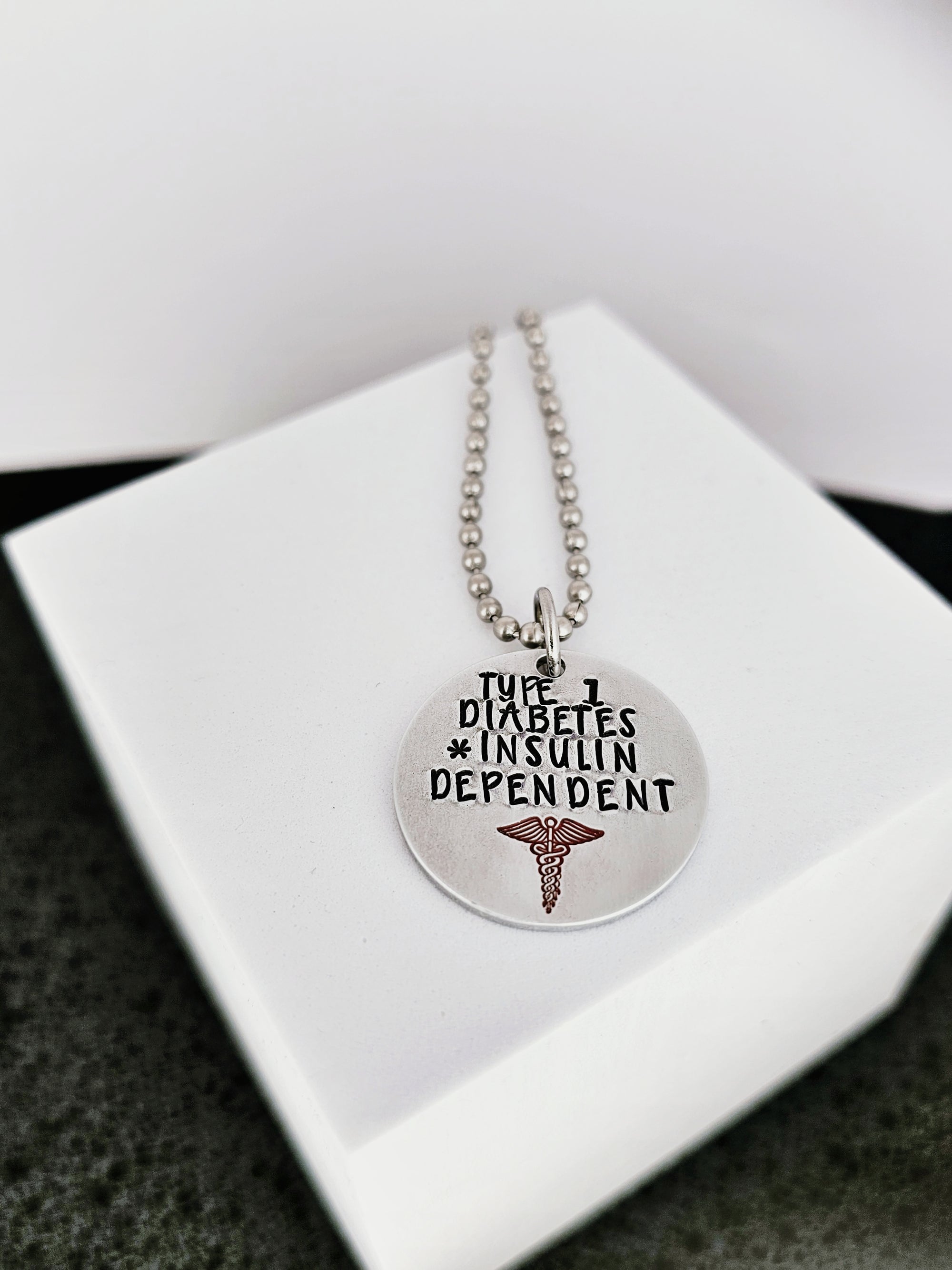 Type 1 Diabetes Insulin Dependent Alert Necklace, Medical Alert, Emergency Medical Necklace
