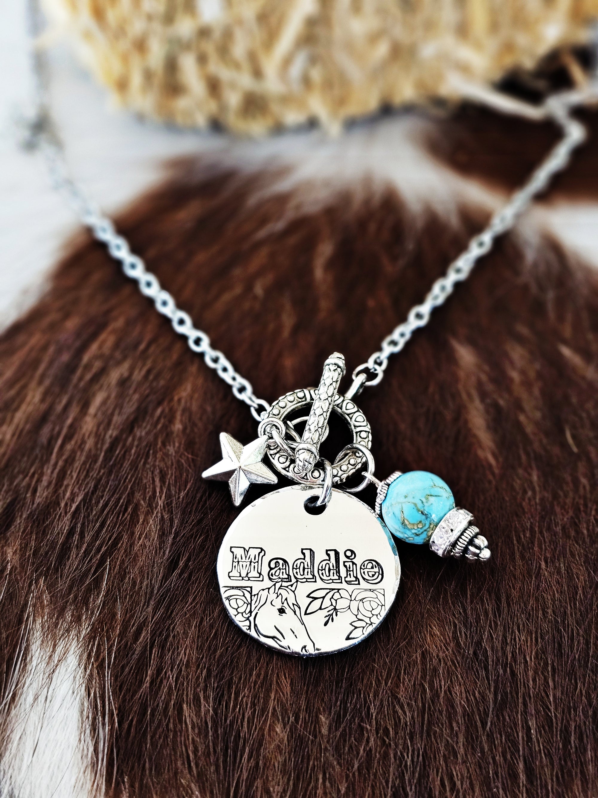 Horse Girl Necklace, Horse Lover Gift, Monogram Horse Necklace, Horse Jewelry, Barrel Racer Gift, Barrel Racing Jewelry, Rodeo Necklace
