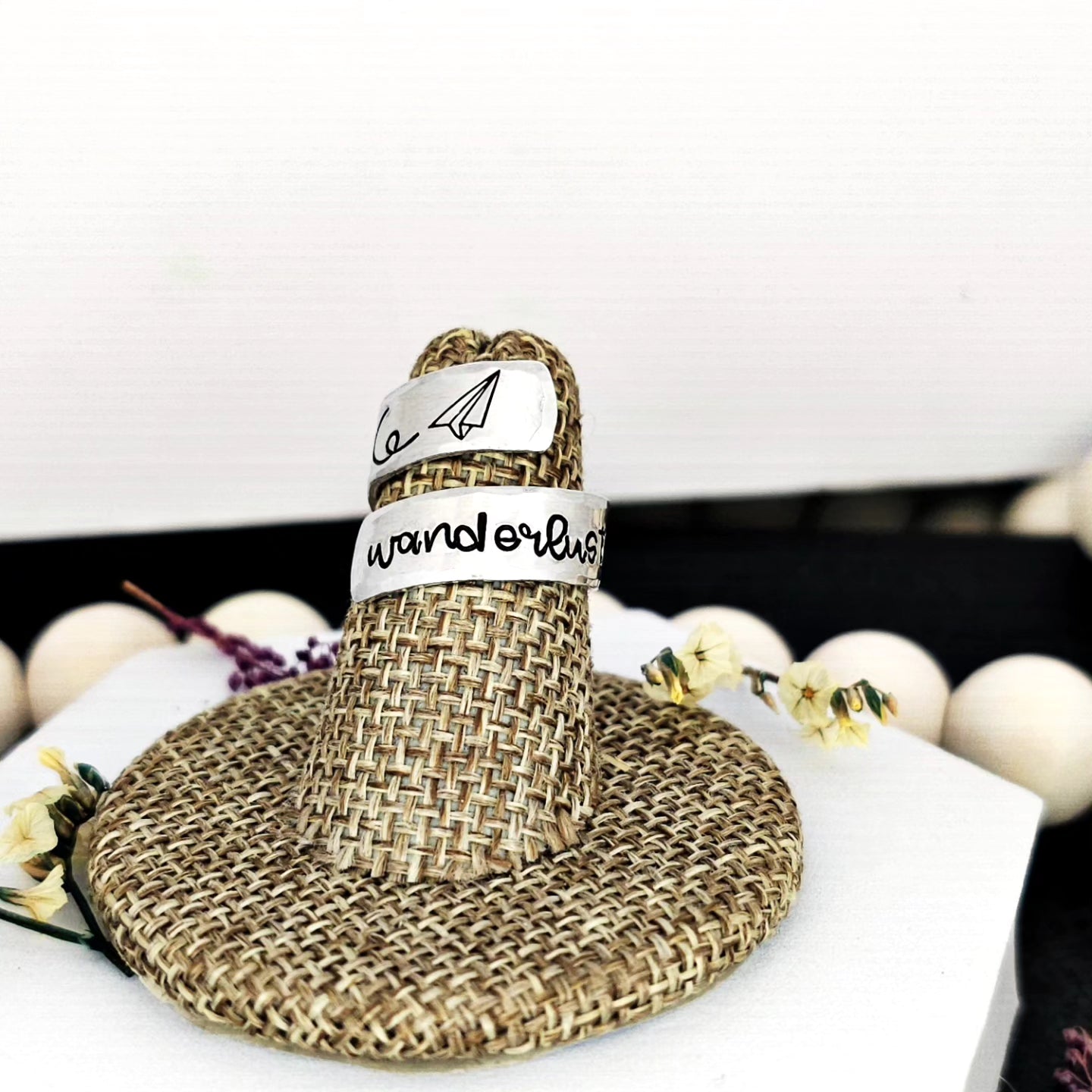 Wanderlust Ring, Paper Airplane Wrapped Ring, Custom rings, Long Distance gift, Anniversary