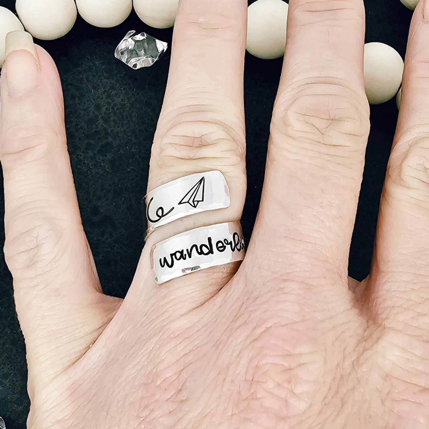 Wanderlust Ring, Paper Airplane Wrapped Ring, Custom rings, Long Distance gift, Anniversary