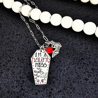 Coffin Necklace, Halloween Necklace, Halloween Quotes, Coffin Jewelry Halloween Necklace, Spooky Jewelry