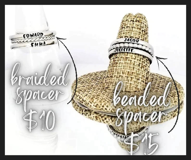 Tiny Stacking Name Rings, Custom Hand Stamped Rings, Personalized Gift, Eternity rings