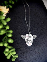 Monogram Cow Head Necklace, Country Girl Necklace, Farm Girl Jewelry, Cow Lover Necklace, Cow Farmer Jewelry, Animal Lover Gift, Cow Necklace