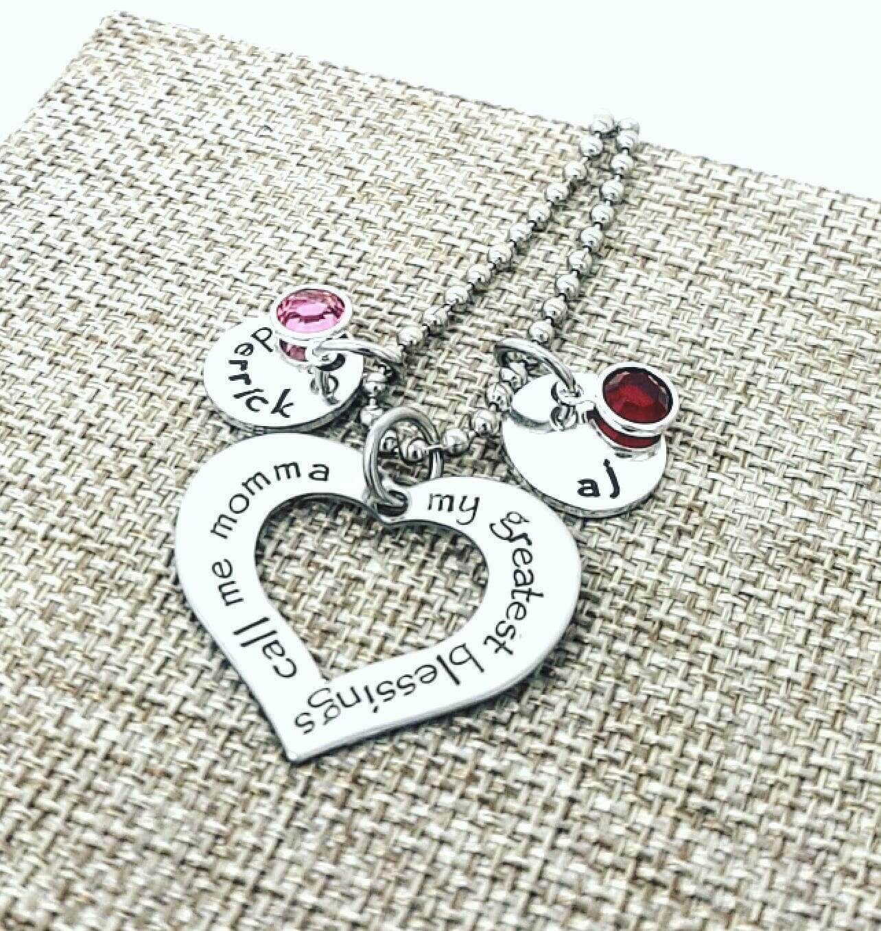 Mother's Necklace, Greatest Blessings, Birthstone Jewelry, Childrens Names Necklace, Mother's Gif, Necklaces, HandmadeLoveStories, HandmadeLoveStories , [Handmade_Love_Stories], [Hand_Stamped_Jewelry], [Etsy_Stamped_Jewelry], [Etsy_Jewelry]
