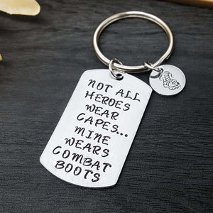 Combat Boots Keychain, Not All Heroes Wear Capes, Boot Camp Gift, Boot Camp Graduation, Keychains, HandmadeLoveStories, HandmadeLoveStories , [Handmade_Love_Stories], [Hand_Stamped_Jewelry], [Etsy_Stamped_Jewelry], [Etsy_Jewelry]