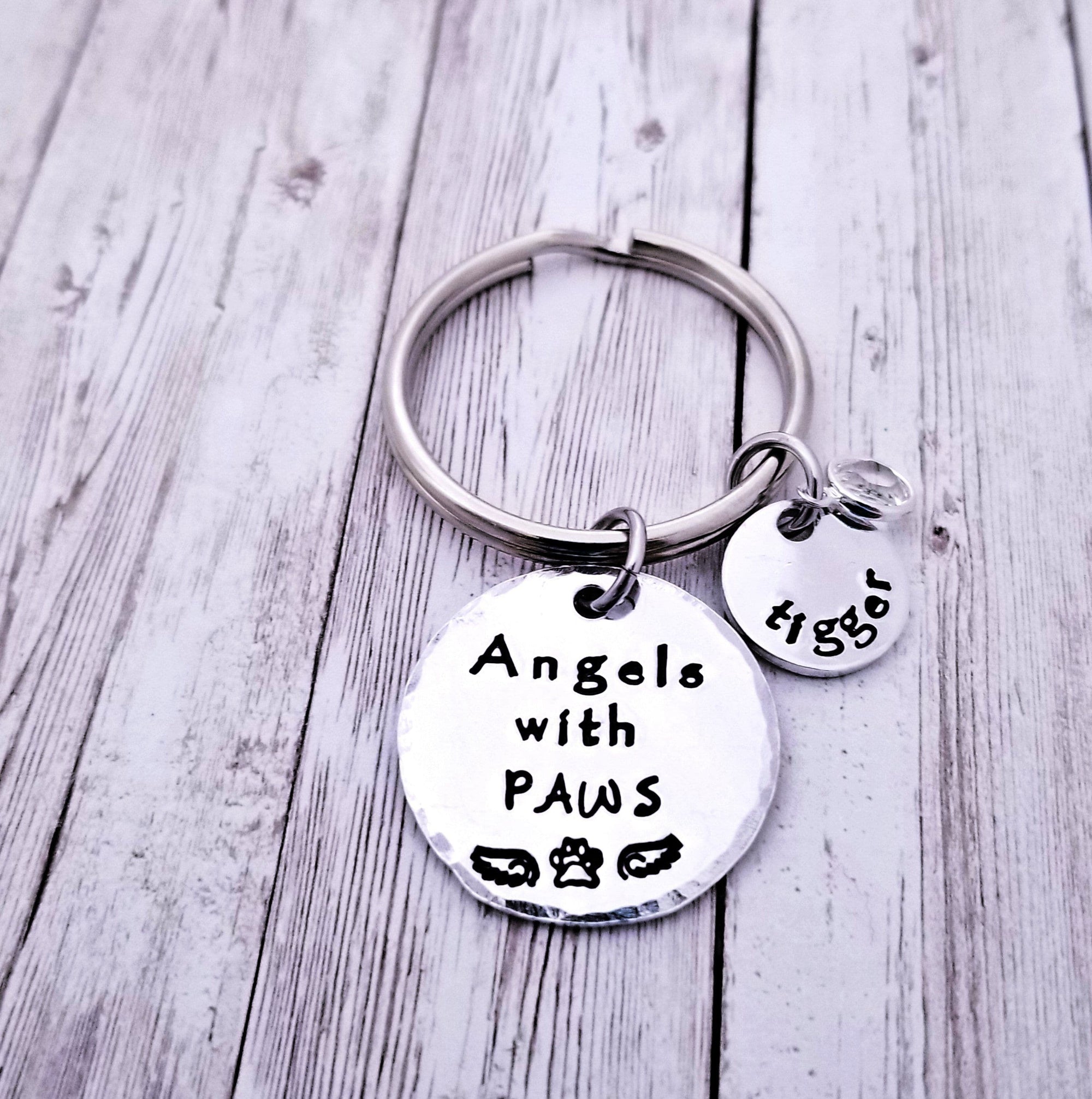 Pet Memorial Keychain, Paw Print on my Heart, Angel With Paws, Family Pet loss, Lost Pet, Pet Remembrance, Rainbow Bridge Gift