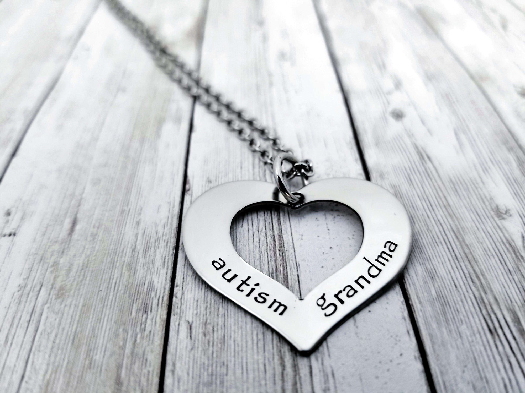 Autism Grandma, Autism Nana, Autism Grama, Open Heart Necklace, Autism Awareness, Stainless Steel