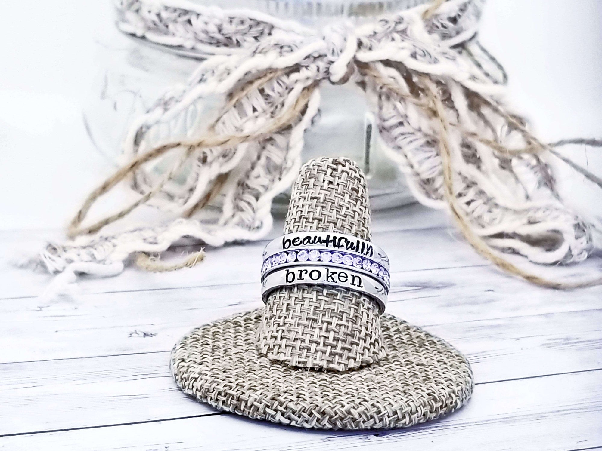 Inspirational Ring, I am Enough, Motivation Jewelry, Personalize Jewelry, Hand Stamped Ring, Stackable Rings, BFF Gift, Inspire Ring