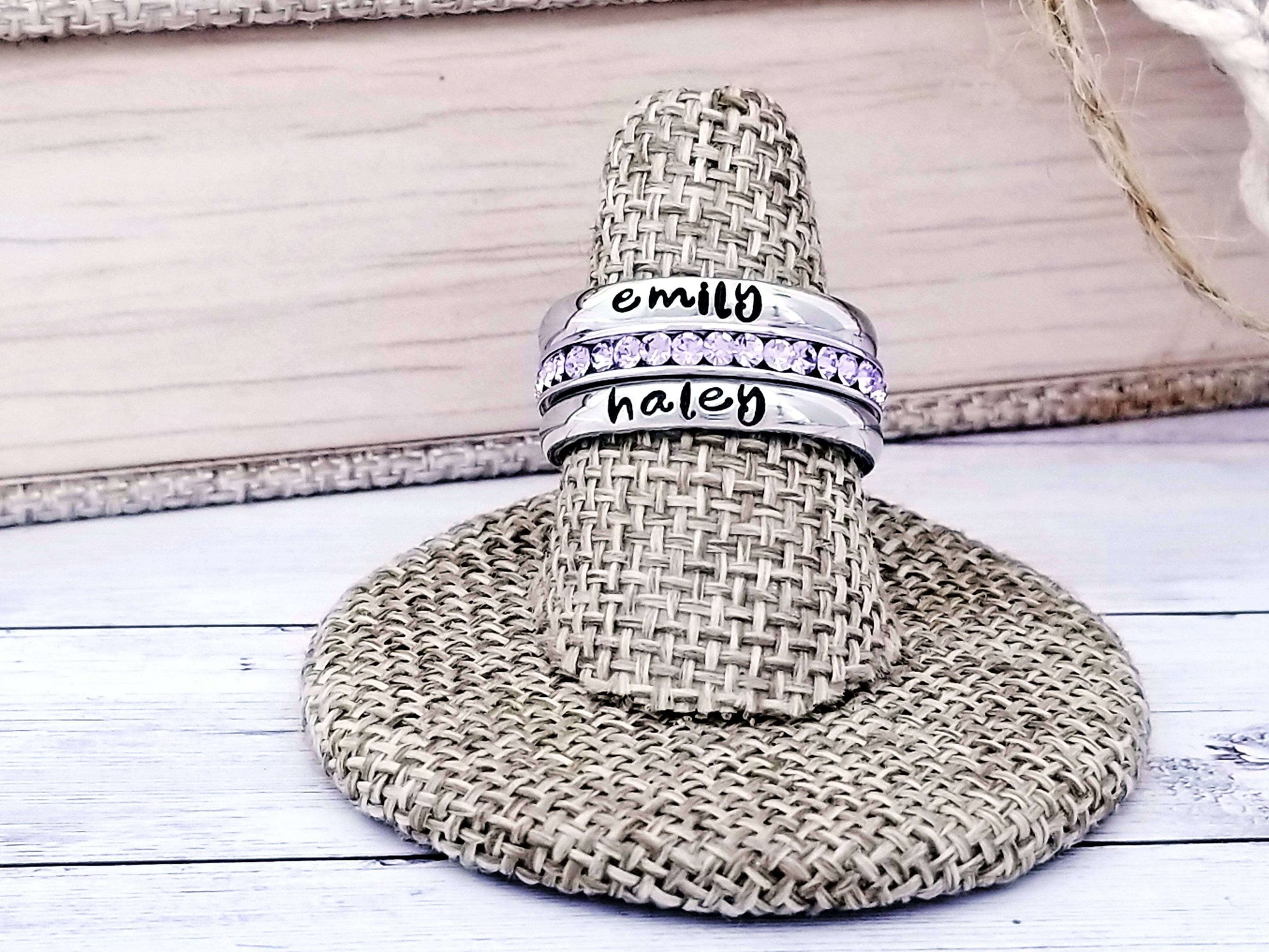 Stackable Name Rings, Eternity rings, Stainless Steel Ring, Matching Rings, Name Rings, Comfort Fit