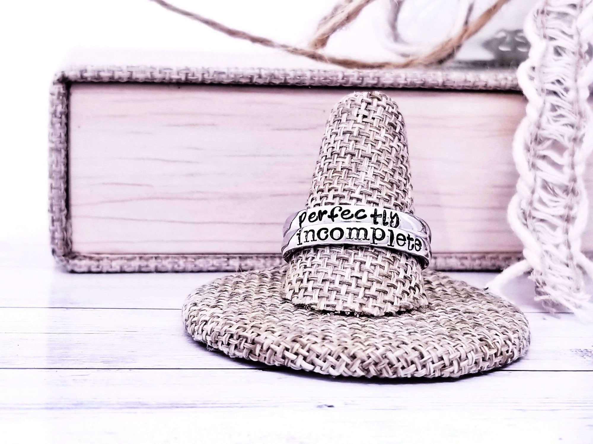 Inspirational Ring, I am Enough, Motivation Jewelry, Personalize Jewelry, Hand Stamped Ring, Stackable Rings, BFF Gift, Inspire Ring