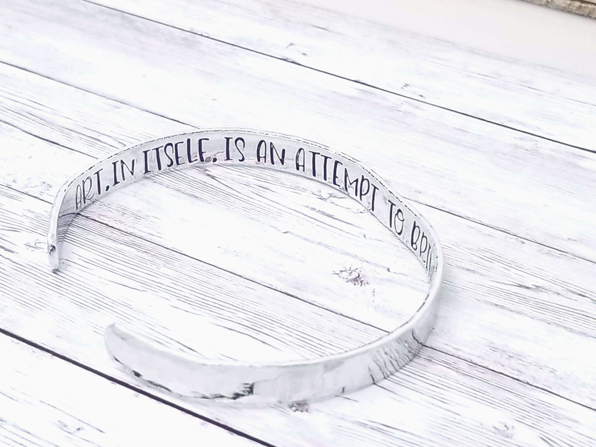 Hammered Silver Bracelet, Custom Cuff Bracelet, Silver Cuff Bracelet, Bracelet Cuff, Inspirational Bracelet Cuff, Bracelet Gift, Custom Gift