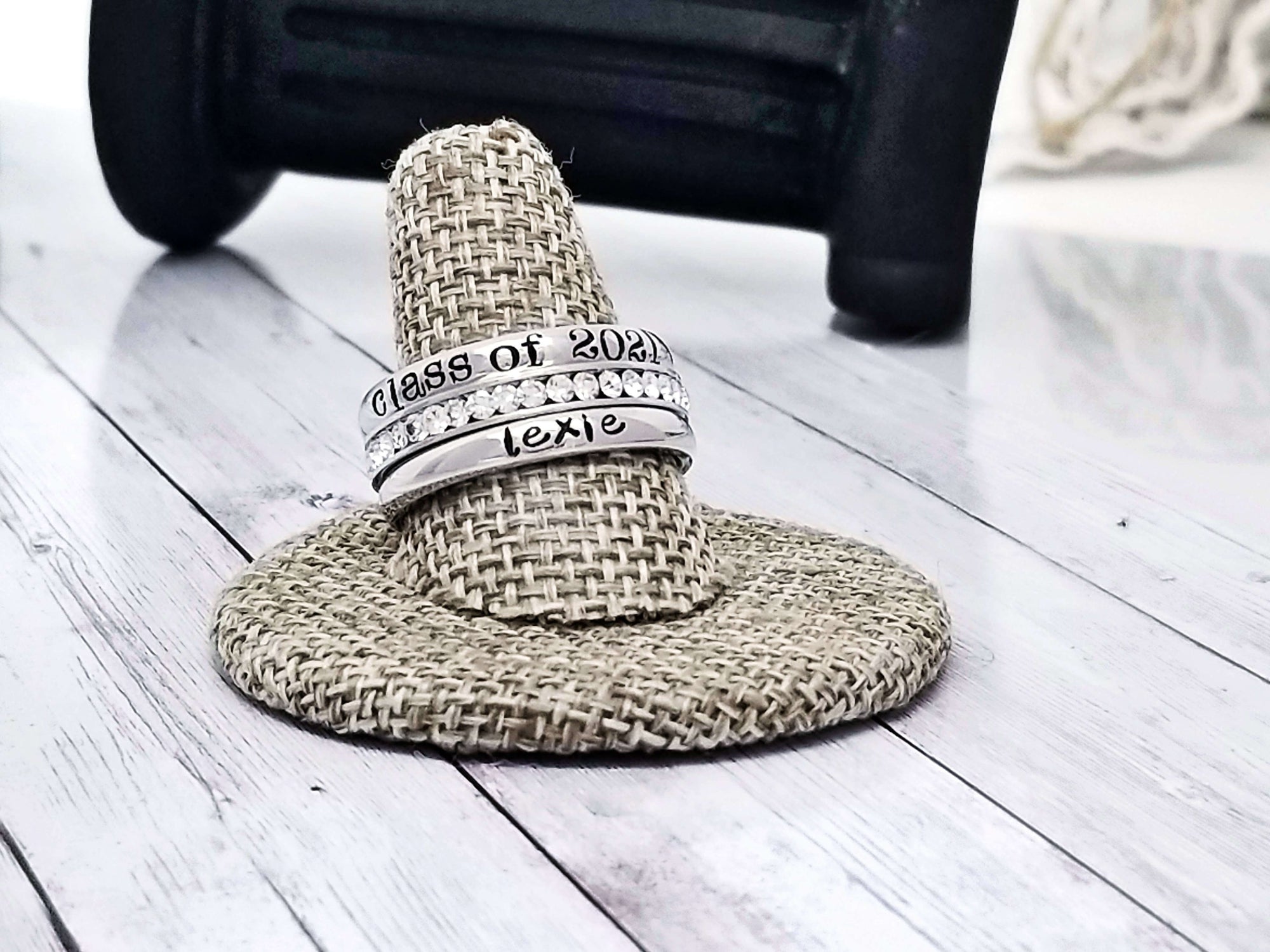 College Ring, College Grad Ring, Personalized Stacking Birthstone Ring, Personalize Jewelry, College Jewelry, Silver Personalize Ring