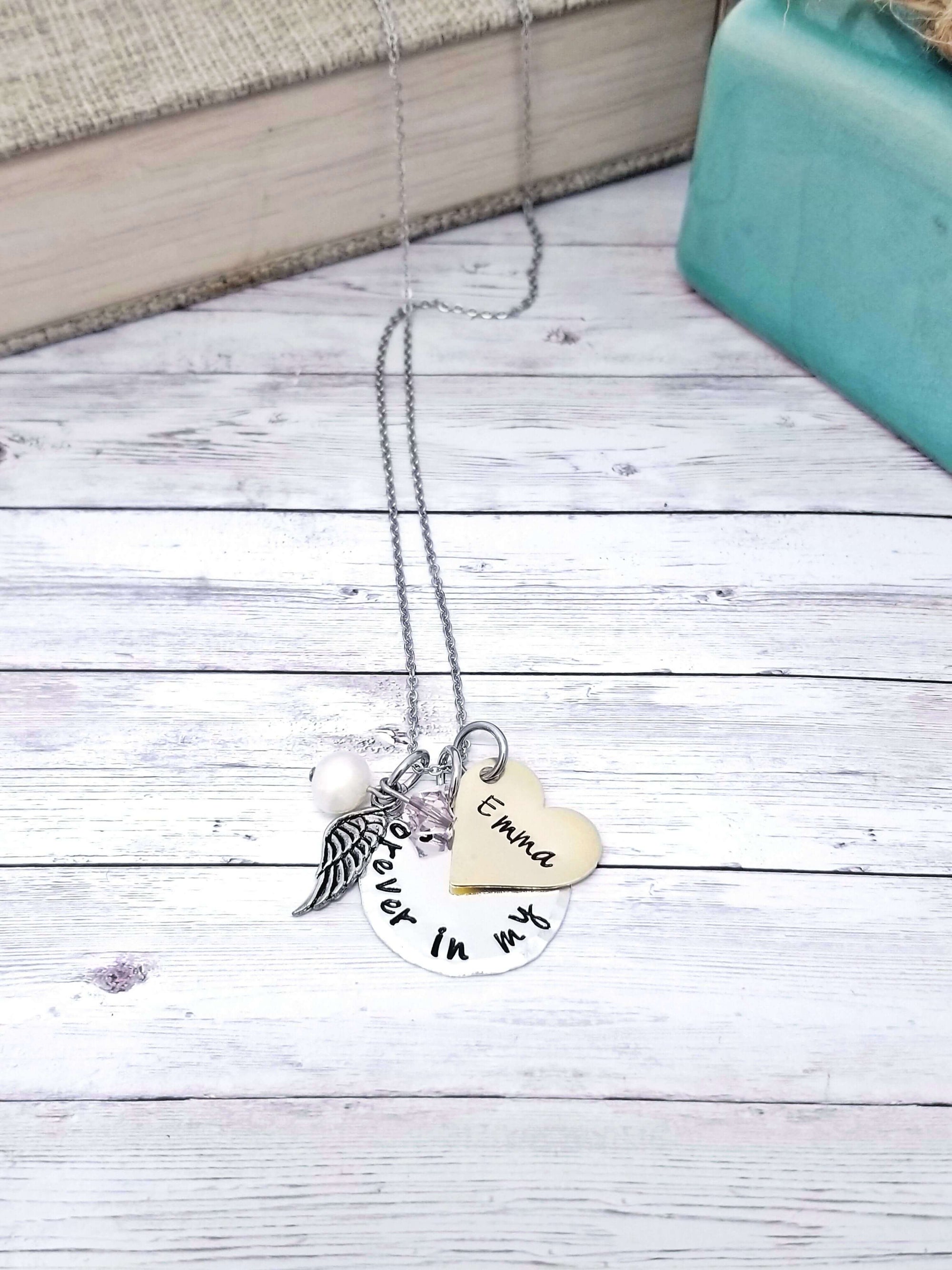 Forever in My Heart, Heart Memorial Necklace, Memory Necklace Mourning Gift, Remembrance Jewelry