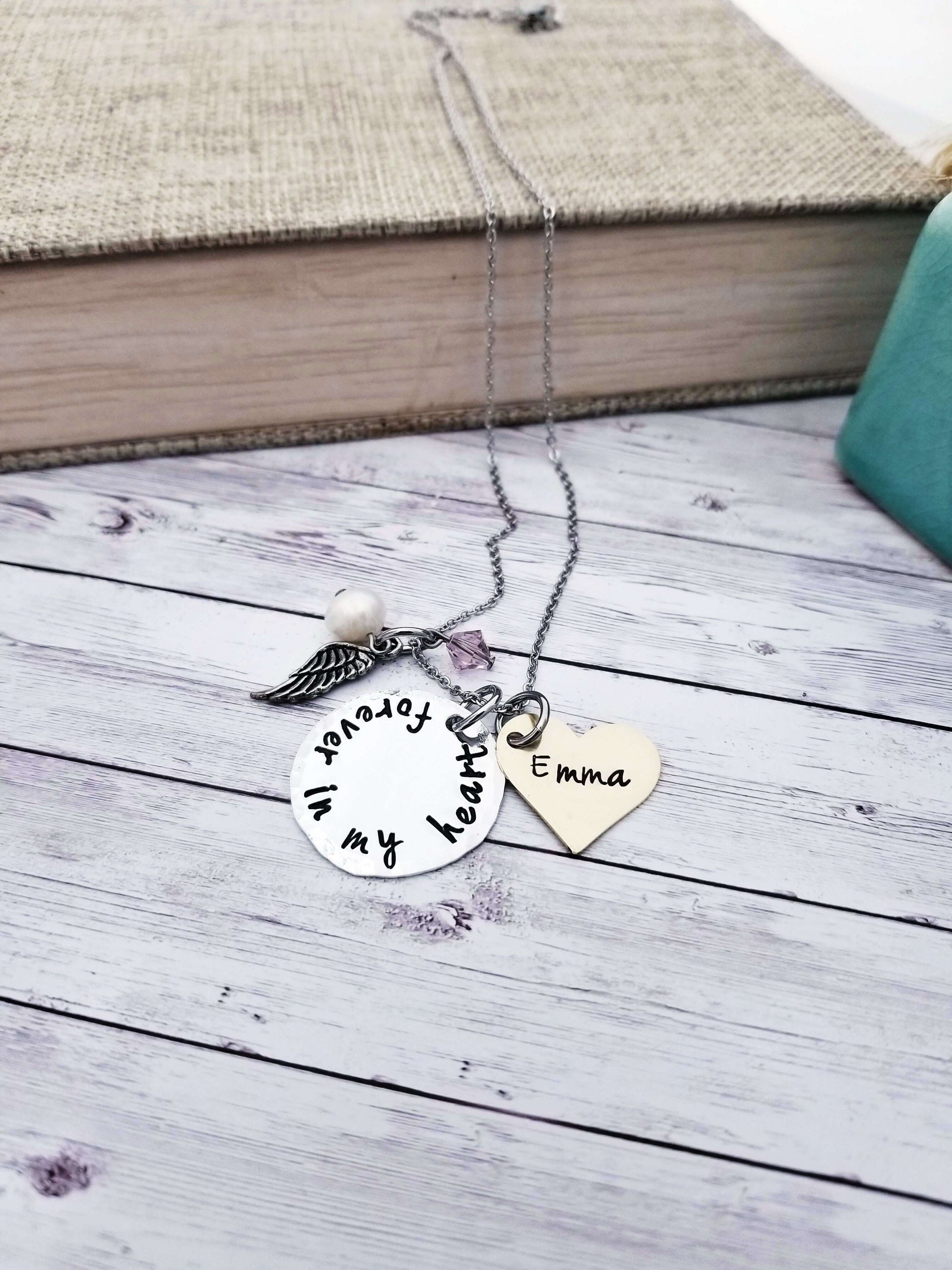 Forever in My Heart, Heart Memorial Necklace, Memory Necklace Mourning Gift, Remembrance Jewelry