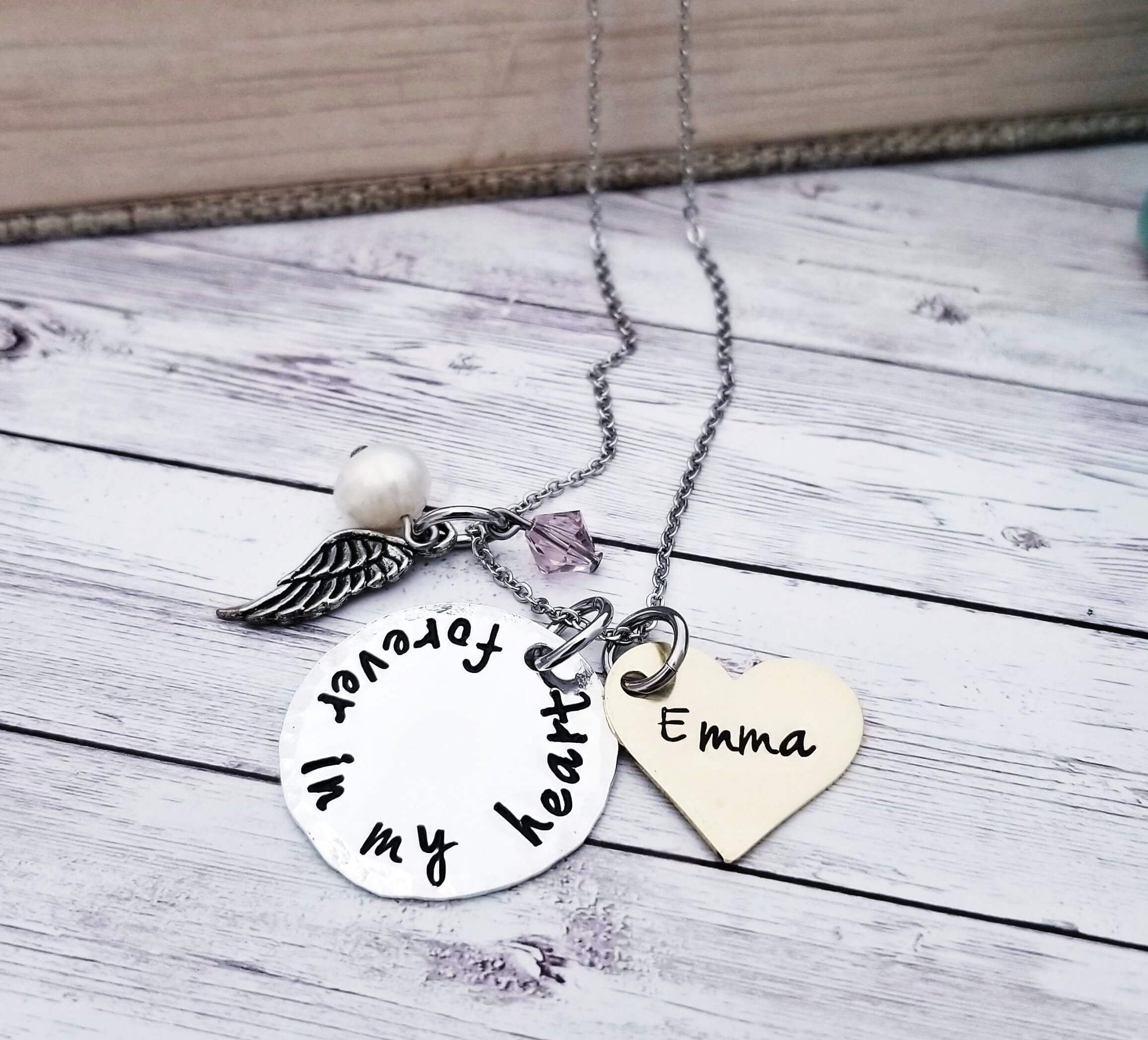 Forever in My Heart, Heart Memorial Necklace, Memory Necklace Mourning Gift, Remembrance Jewelry