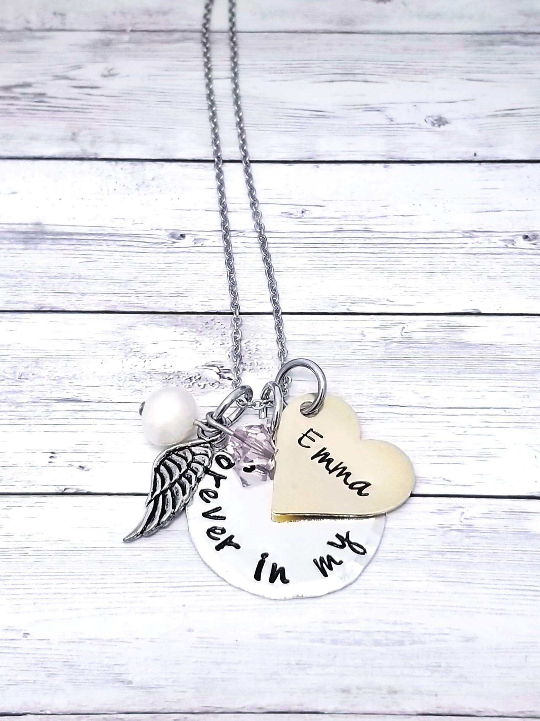 Forever in My Heart, Heart Memorial Necklace, Memory Necklace Mourning Gift, Remembrance Jewelry