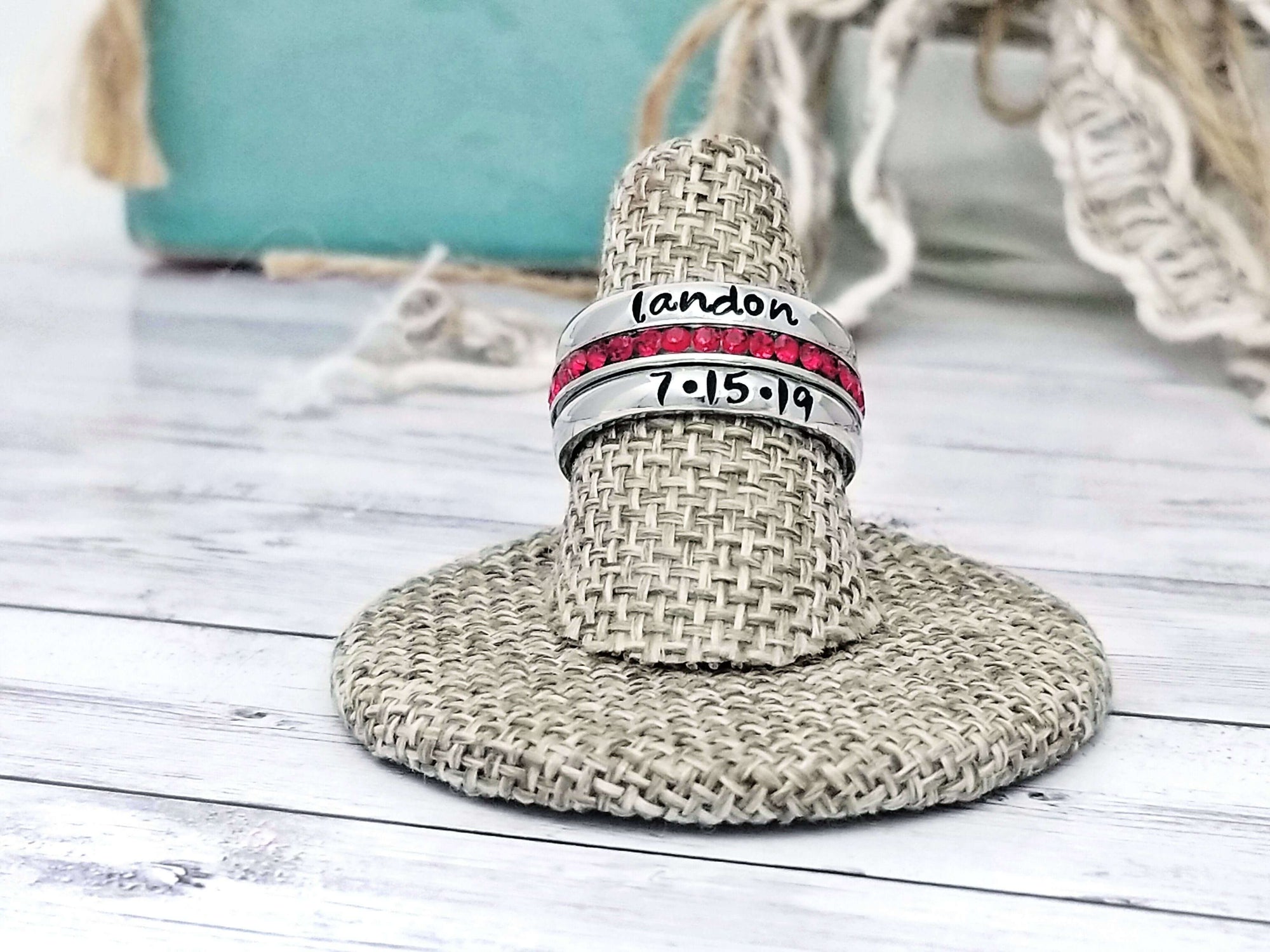 Stackable Name Rings, Custom Hand Stamped Rings, Personalized Gift, Eternity rings, Stainless Steel