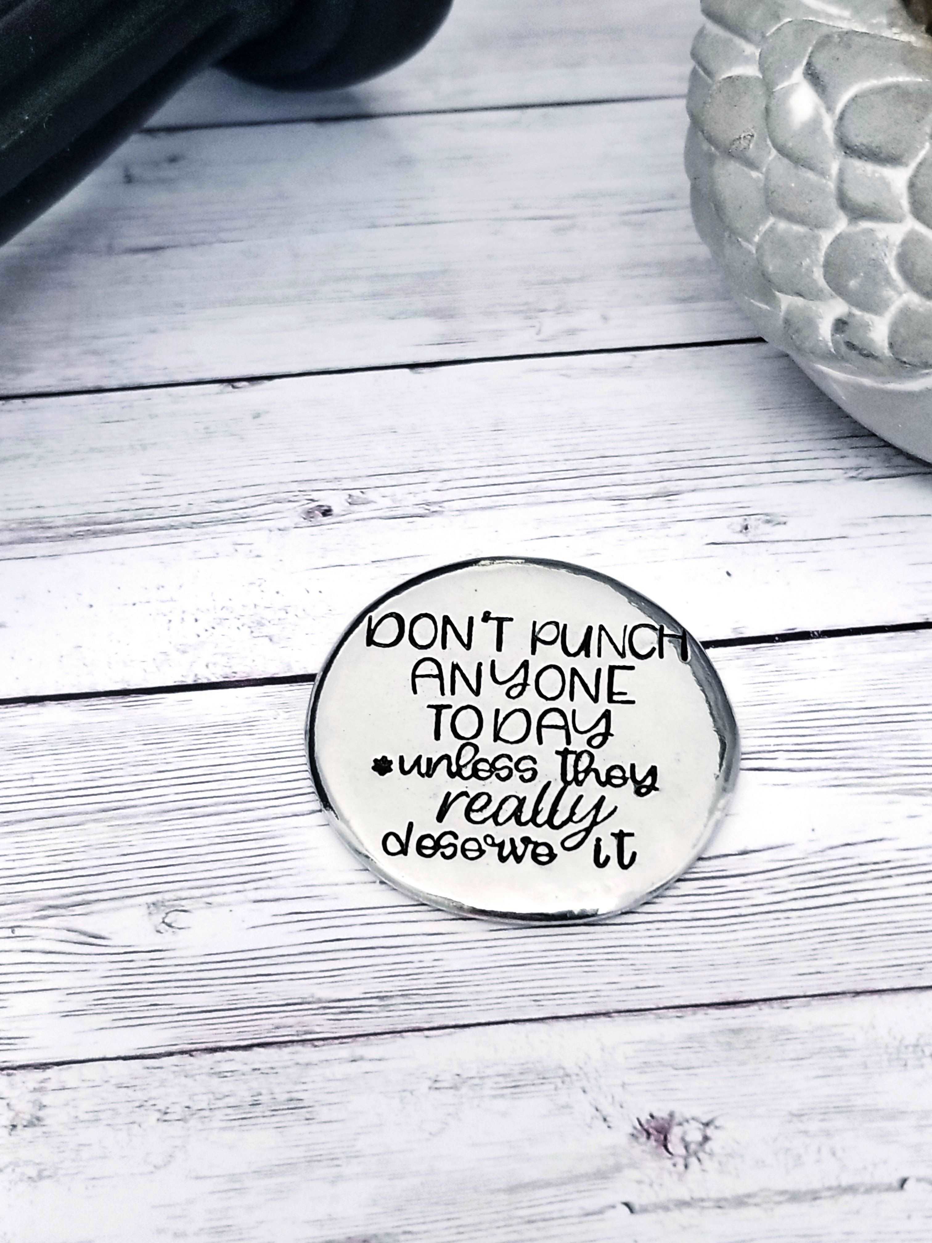 Don't Punch Anyone, Pocket Pebbles, Customer Service Gift, Backpack Tag, Funny Mantra Gift