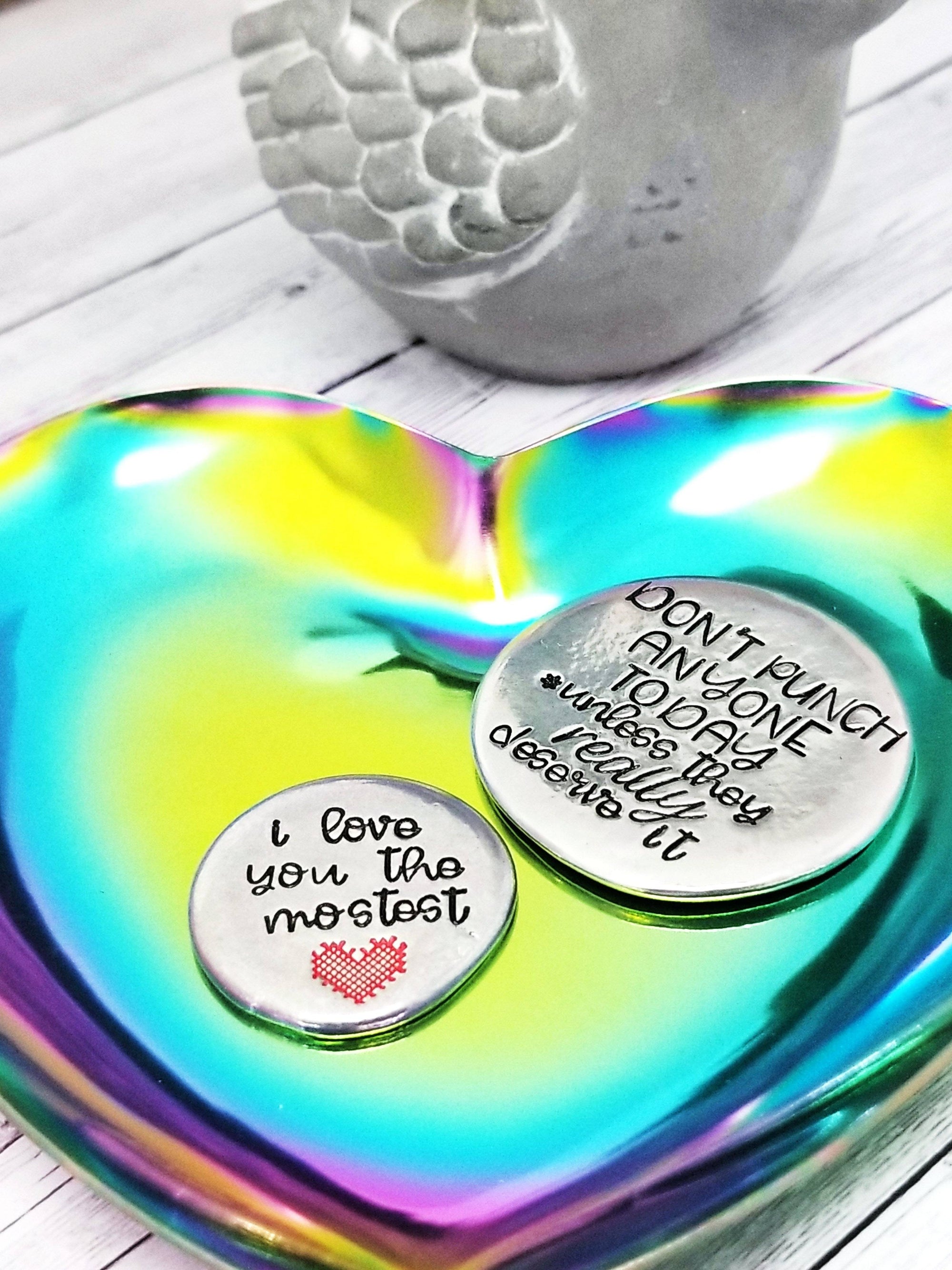 Pocket Pebbles, Manifestation Reminder, Love Token, Hand Stamped Worry Stone, Pewter Pocket Pebble, Strength Stone, Affirmations Token