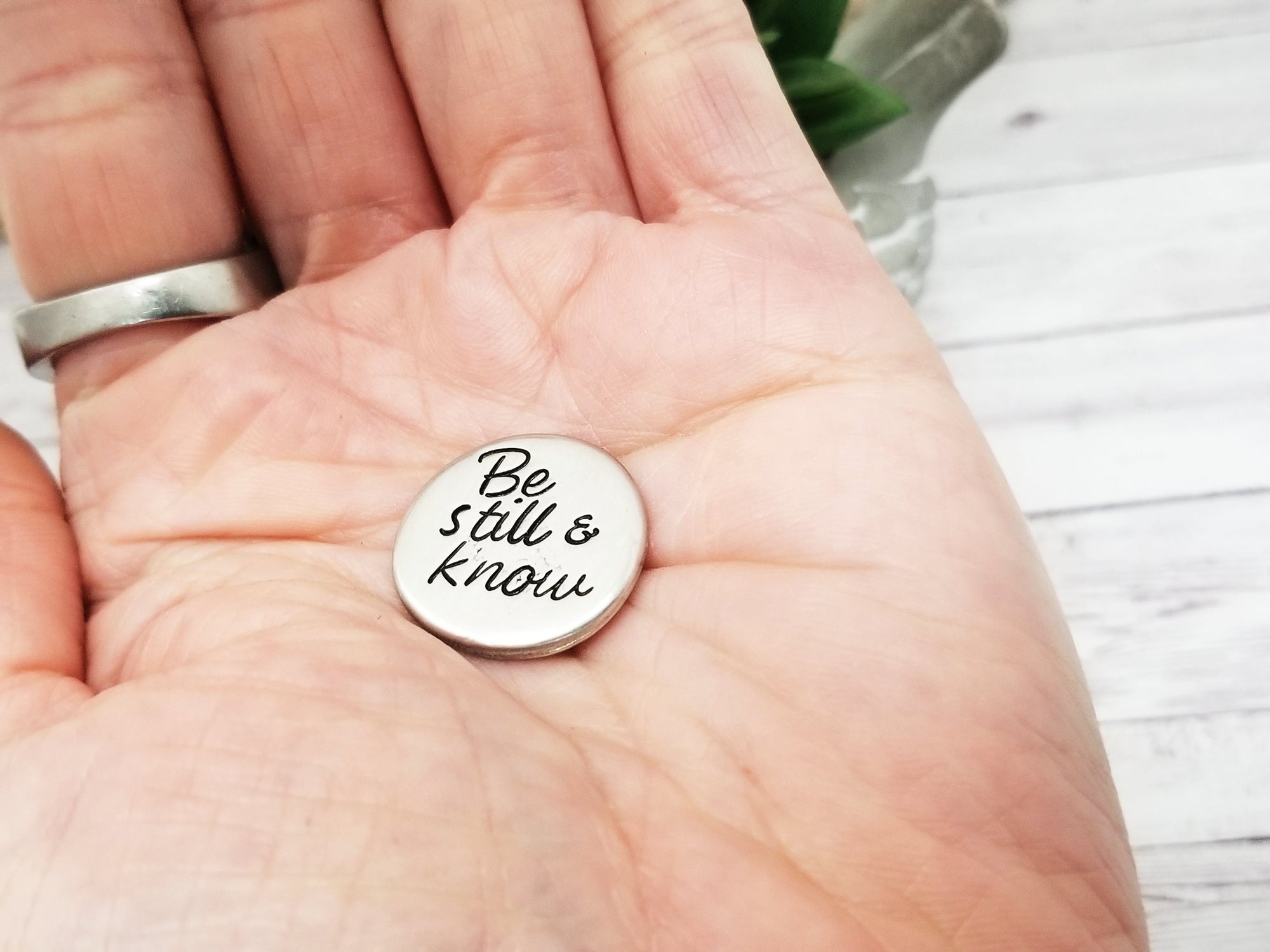 Pocket Pebbles, Manifestation Reminder, Love Token, Hand Stamped Worry Stone, Pewter Pocket Pebble, Strength Stone, Affirmations Token