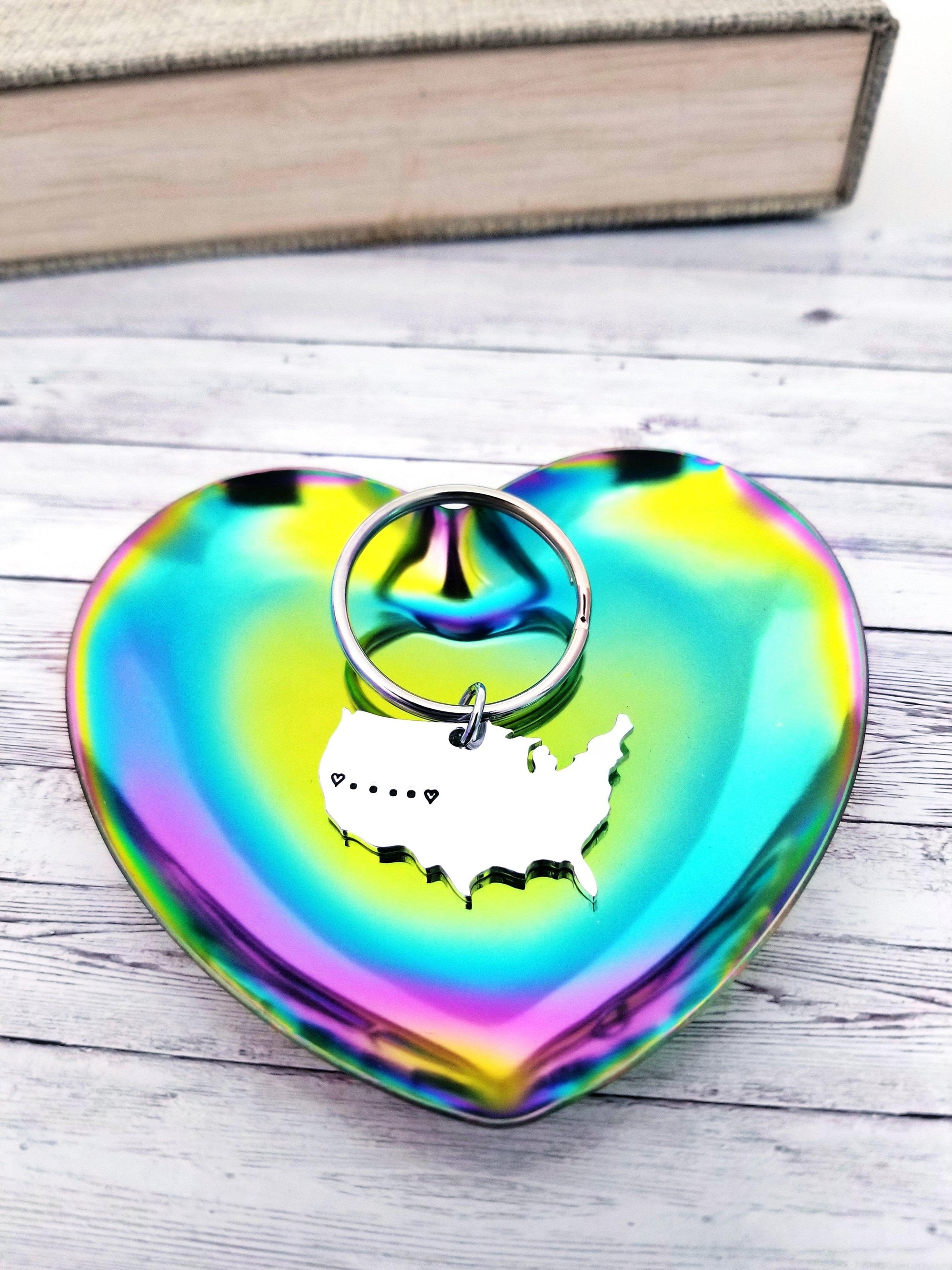Personalized Gift, Custom Hand Stamped, Near or Far, Long distance Relationship, Husband Gift