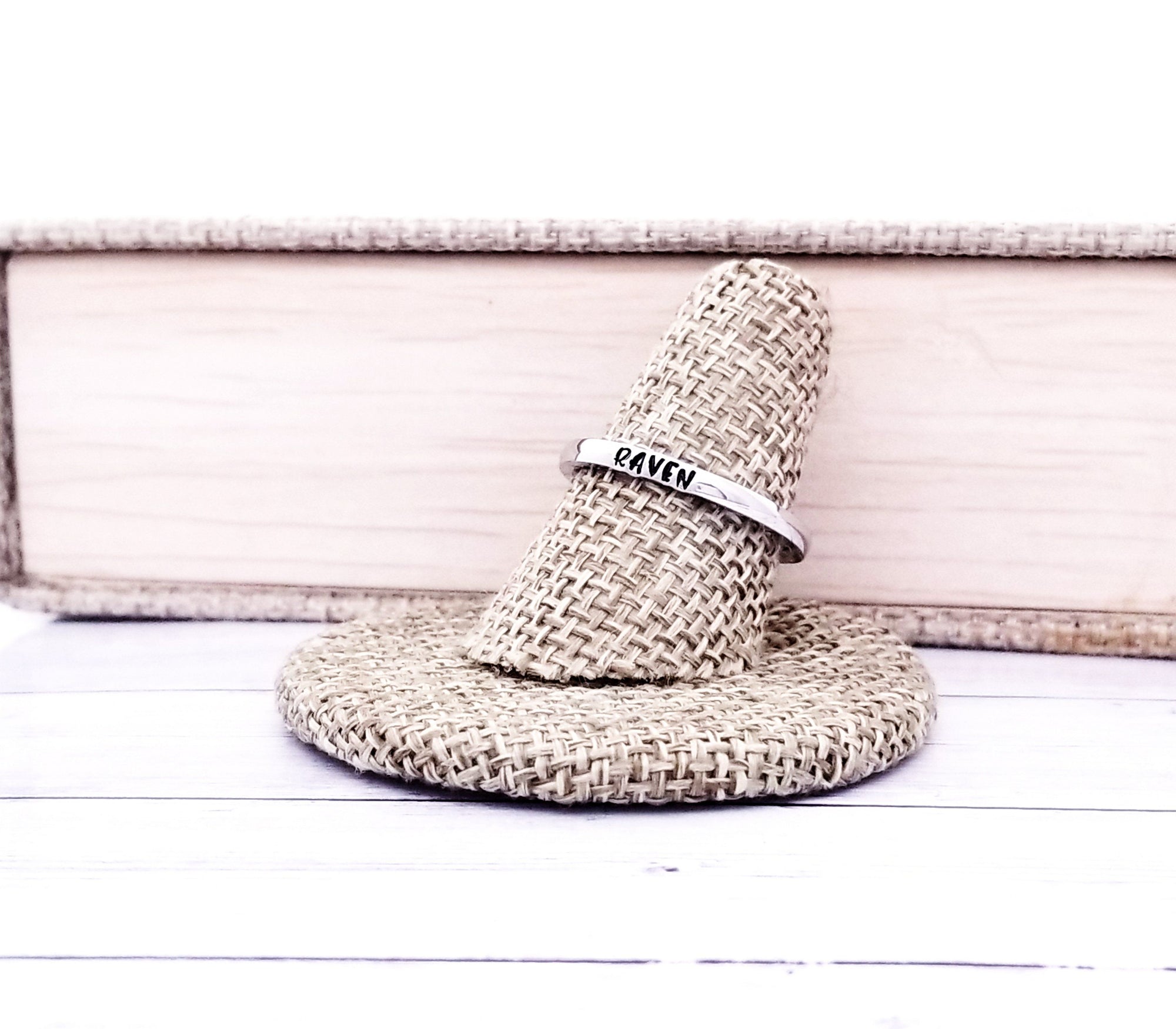 Tiny Stacking Name Rings, Custom Hand Stamped Rings, Personalized Gift, Eternity rings