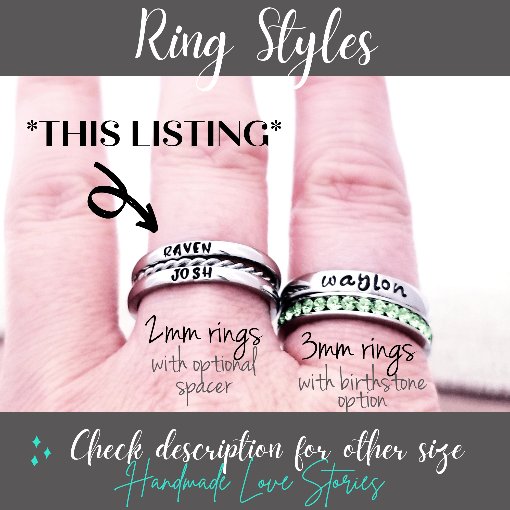 Tiny Stacking Name Rings, Custom Hand Stamped Rings, Personalized Gift, Eternity rings