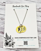 NuGold Mother's Necklace, Flower Birth Month Necklace, Floral Name Necklace, Kids Names, Red Brass necklace