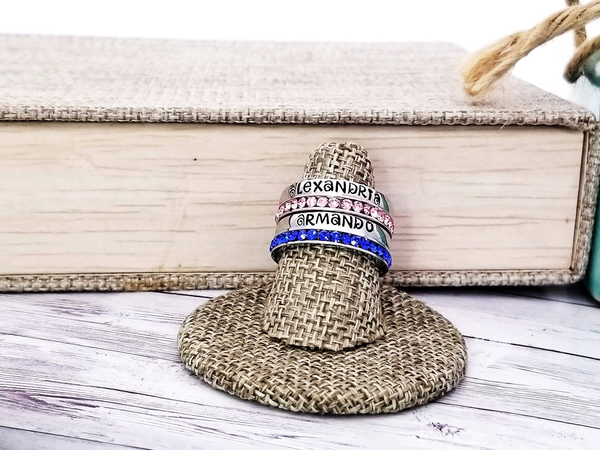 Stackable Name Rings, Custom Hand Stamped Rings, Personalized Gift, Eternity rings, Stainless Steel