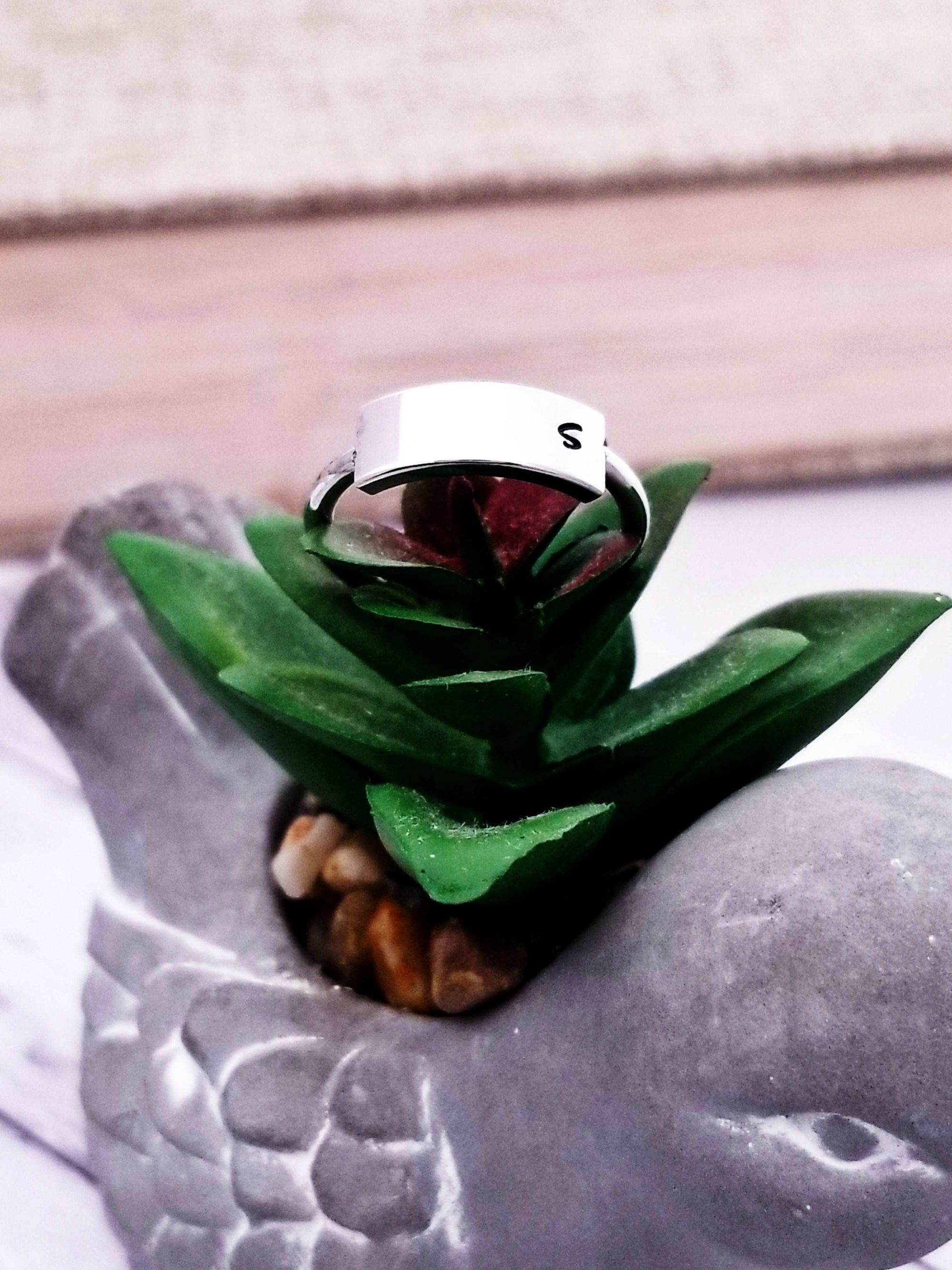 Initial Ring, Personalize Jewelry, Hand Stamped Ring, Rose Gold Personalize Ring, Dainty Ring,  Custom Ring